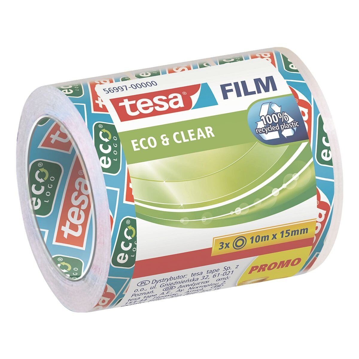 tesa Klebeband ECO & CLEAR (3-St) (B/L): 15 mm/10 m, transparent/ stark klebend