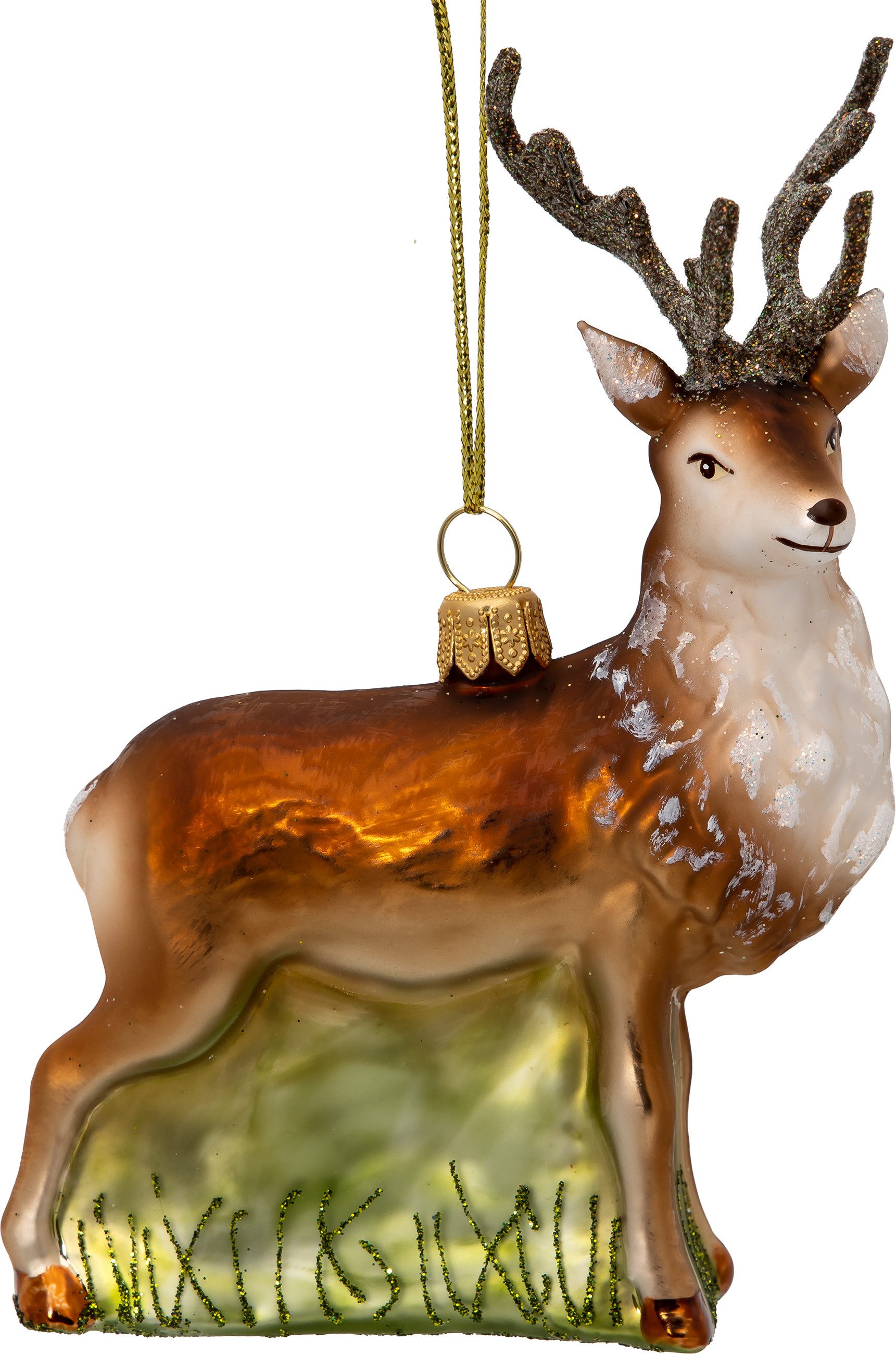 SIKORA Christbaumschmuck Hirsch Besondere Weihnachtskugel Glas Figur Anhänger - BS729, Christbaumschmuck - Traditionell, authentisch & außergewöhnlich
