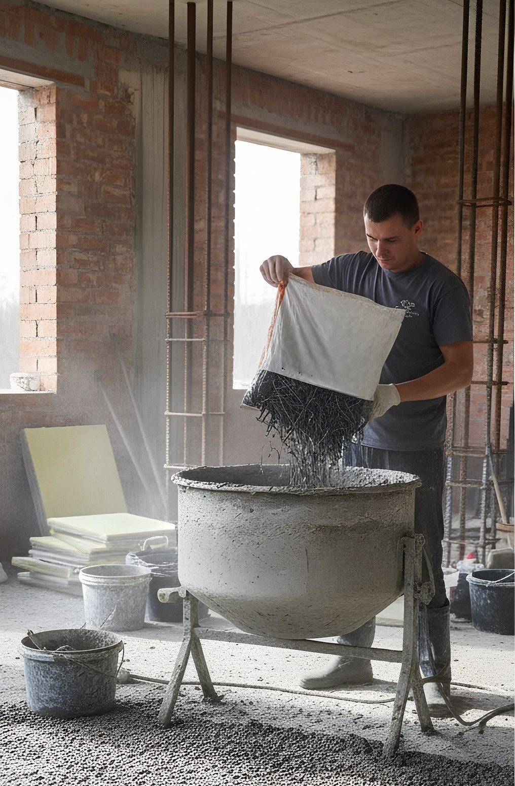 Xlmoebel Mörtel Faser PP Macrofaser Estrich Beton Gips Mörtel Polypropylen 1kg SOFORT