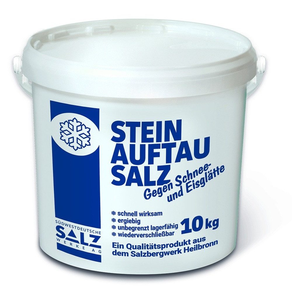 Südwestdeutsche Salzwerke AG Streuwagen Steinauftausalz 10 kg Eimer Kornklasse EF trocken – Premium Streusalz
