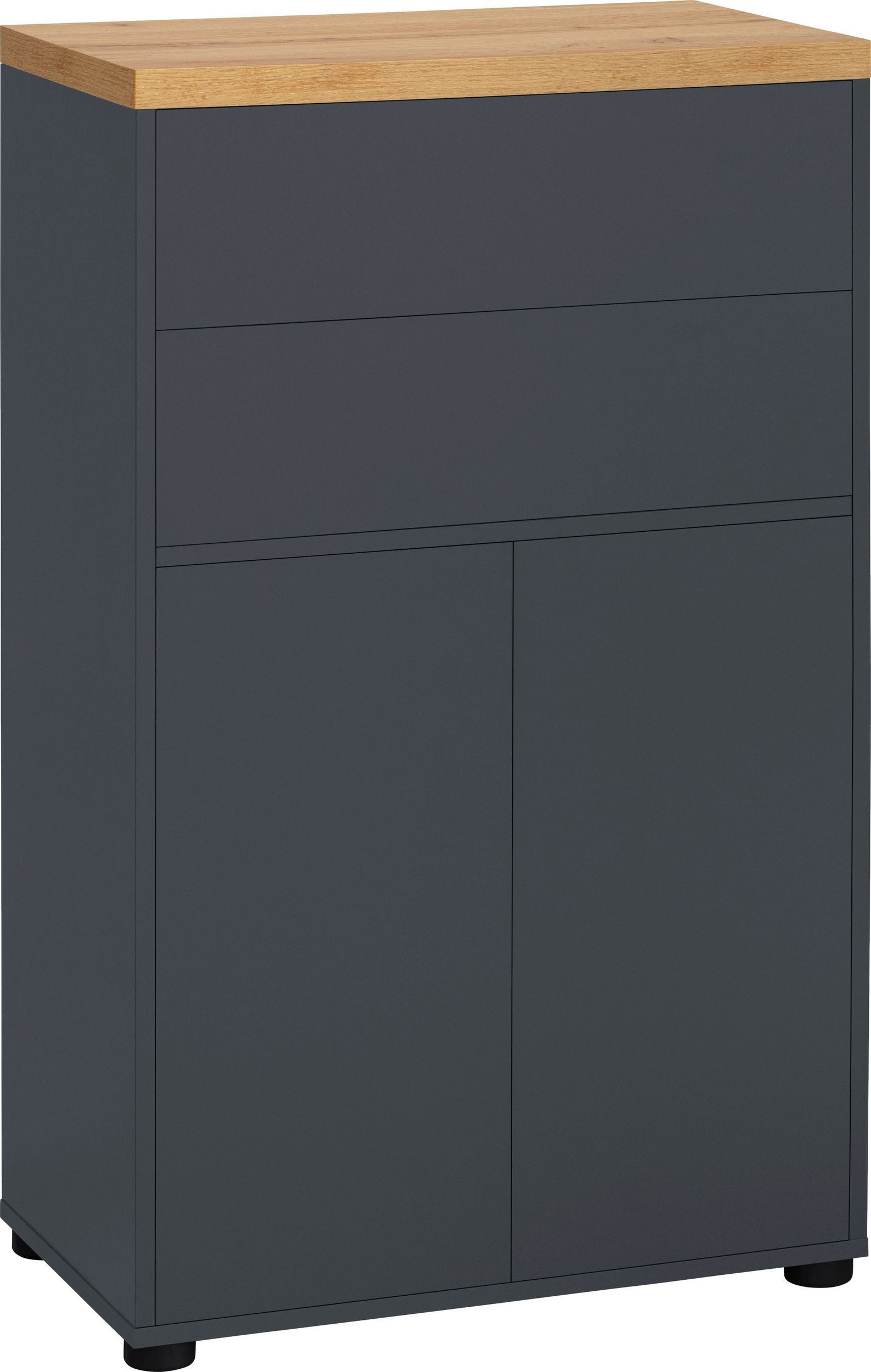 anthrazit/eiche und 2 Schubkästen Midischrank Türen, Einlegeboden, cm mit Robin 101,5 loft24 BxH: 2 x 60