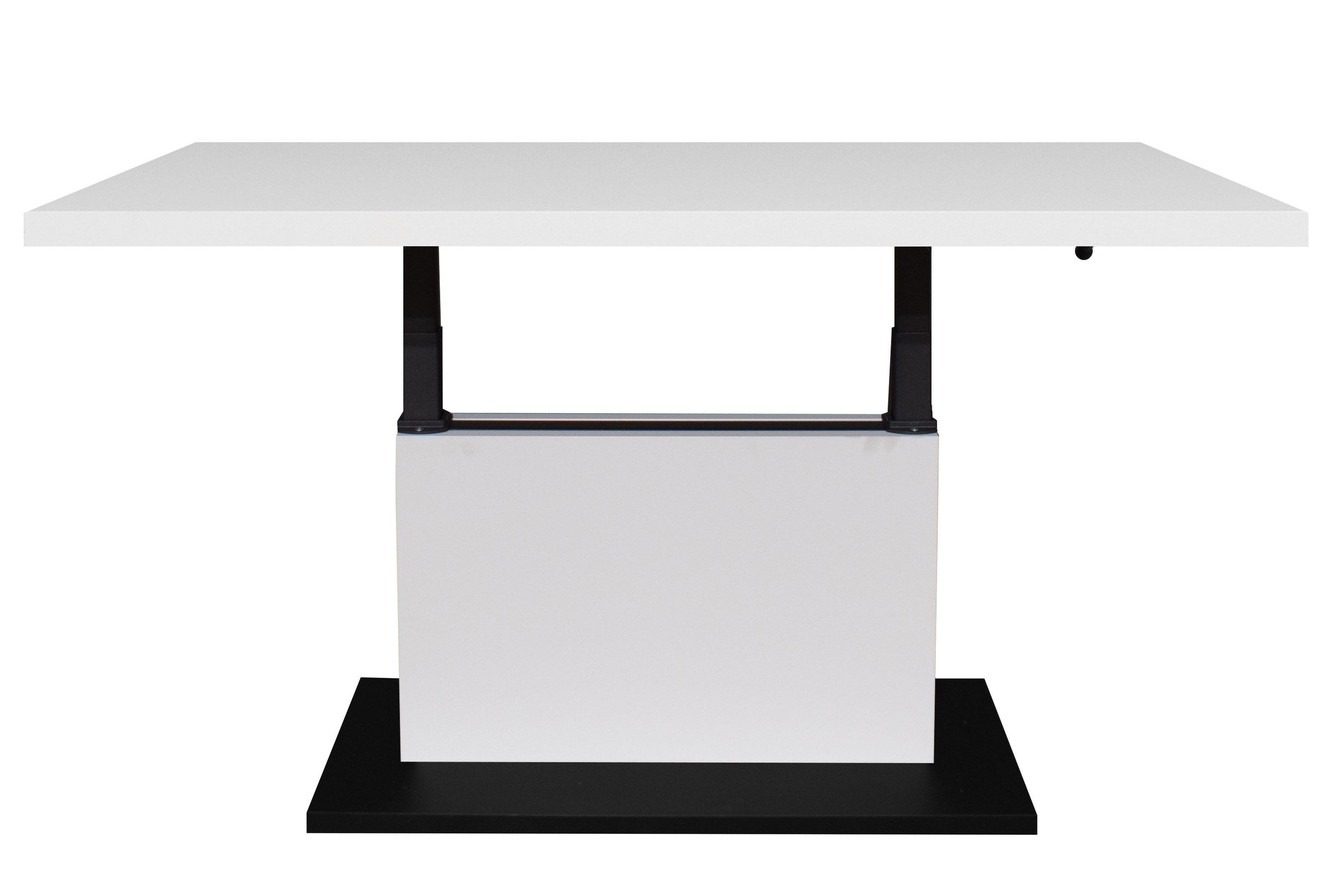 freiraum Couchtisch Lift, höhenverstellbar, weiss / schwarz - 120x49/68x70cm (BxHxT)
