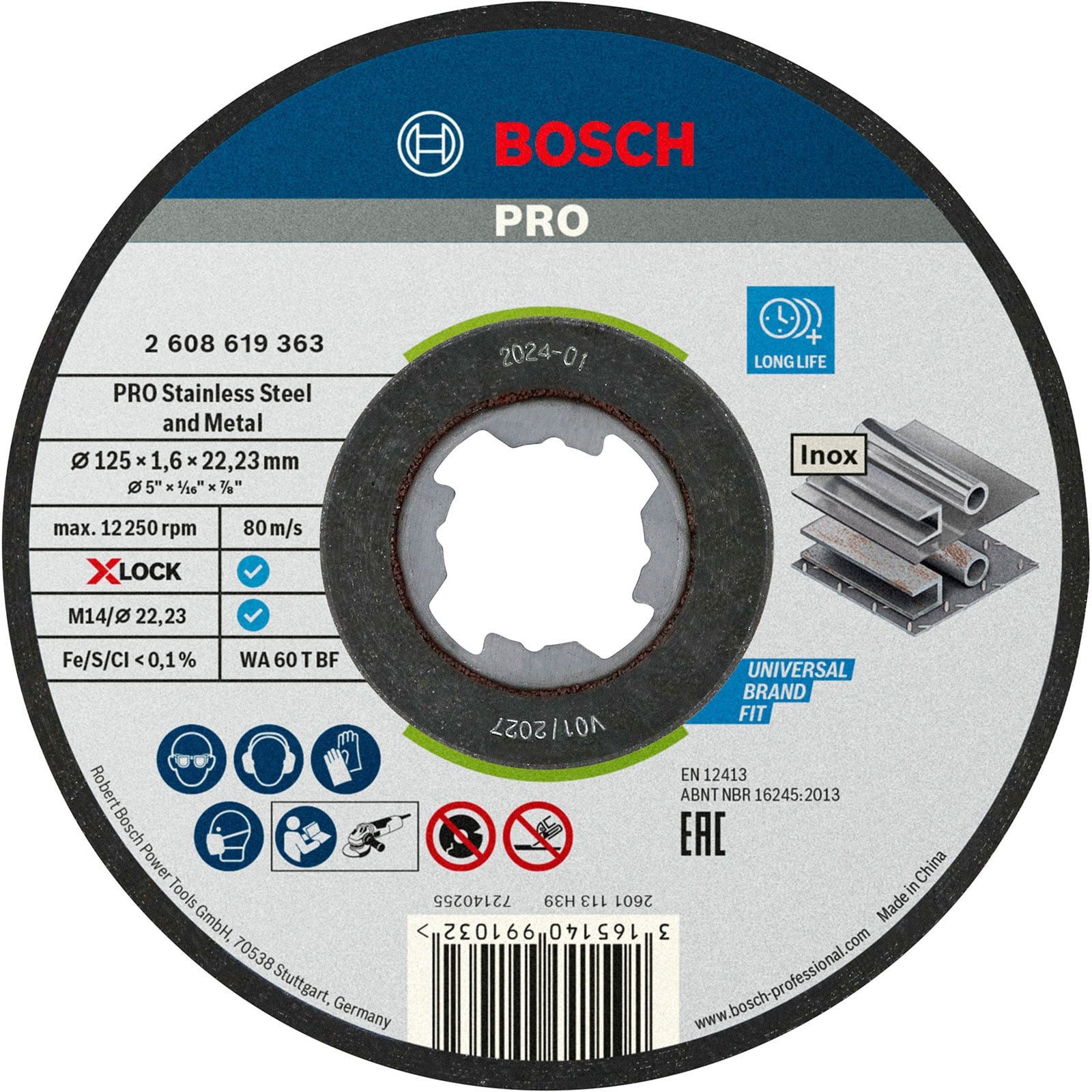 BOSCH Trennscheibe Bosch PRO 25x Stainless Steel and Metal X-Lock Trennscheibe 125 x 1,6 