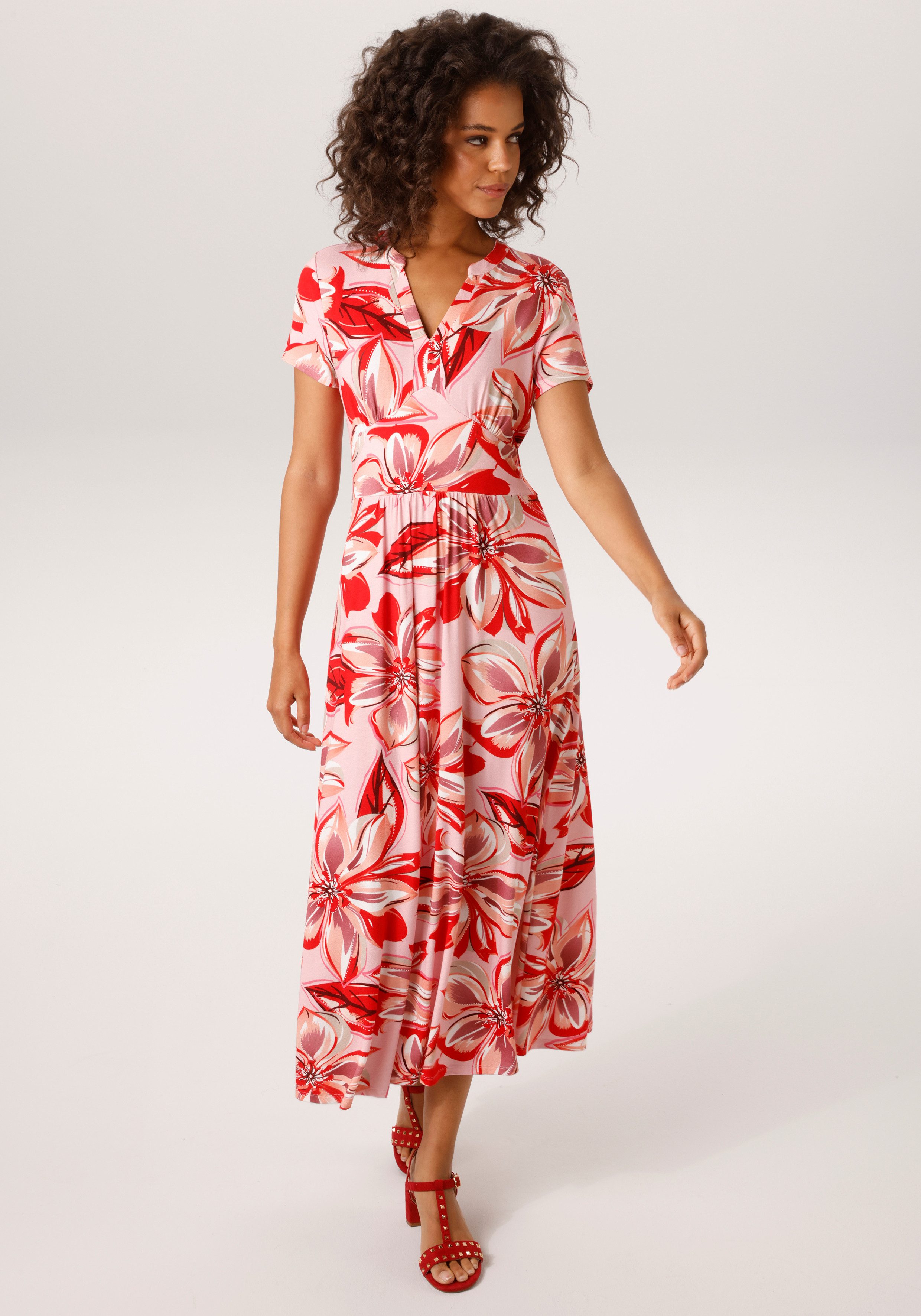 Aniston CASUAL Sommerkleid mit farbharmonischen, großflächigen Blüten bedru günstig online kaufen