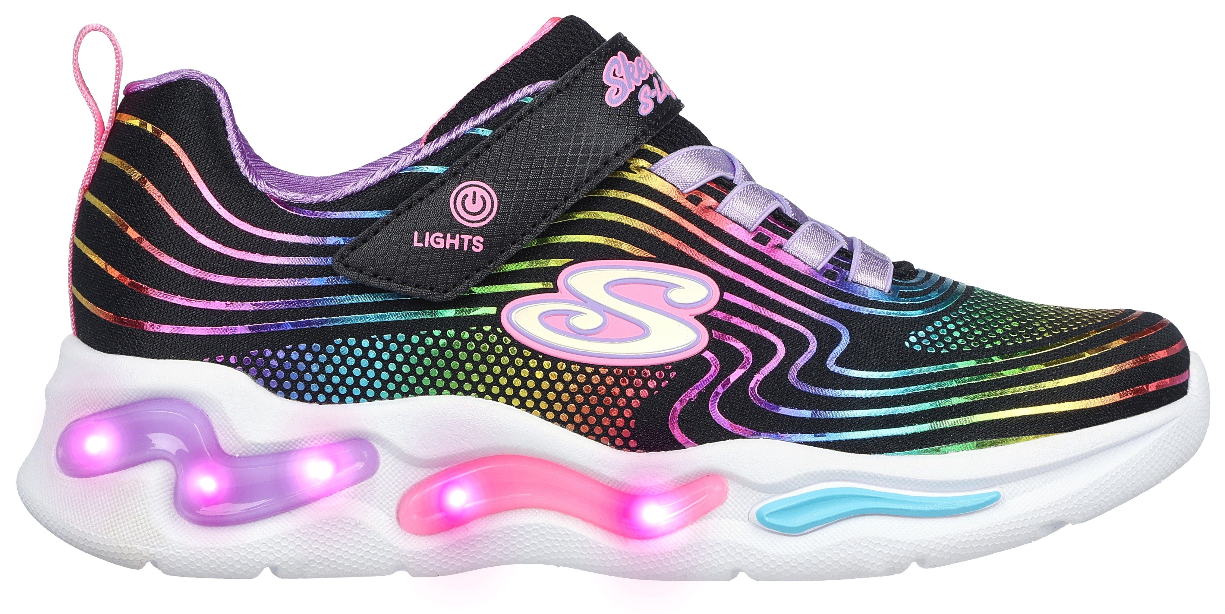 schwarz-multi - Sohle leuchtender Kids mit Slip-On SKECHERS Skechers GIRLS E Sneaker