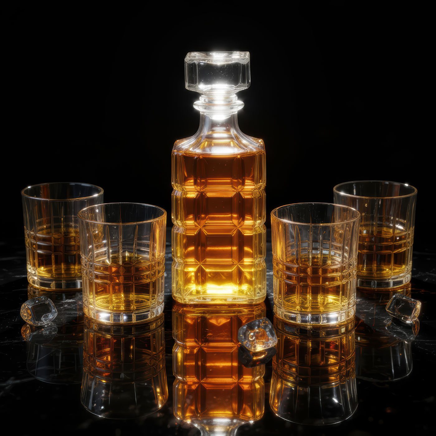 Levandeo® Whiskyglas, Whisky Karaffe Set 900ml 4 Whiskygläser 300ml Geschenkset Dekanter