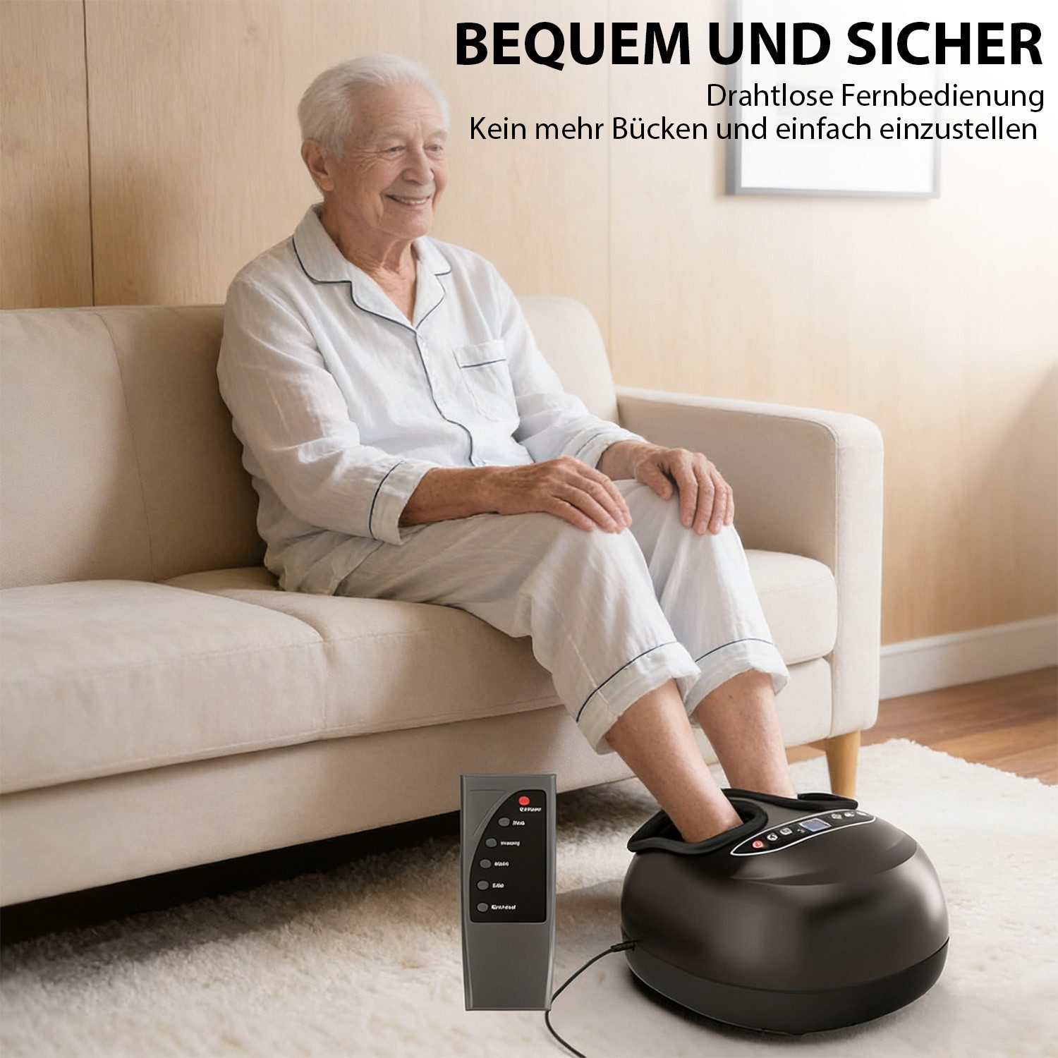 AKKEE Fußmassagegerät mit Wärmefunktion, Shiatsu Tiefkneten, durchblutungsfördernd, Mit Wärmefunktion, durchblutungsfördernd