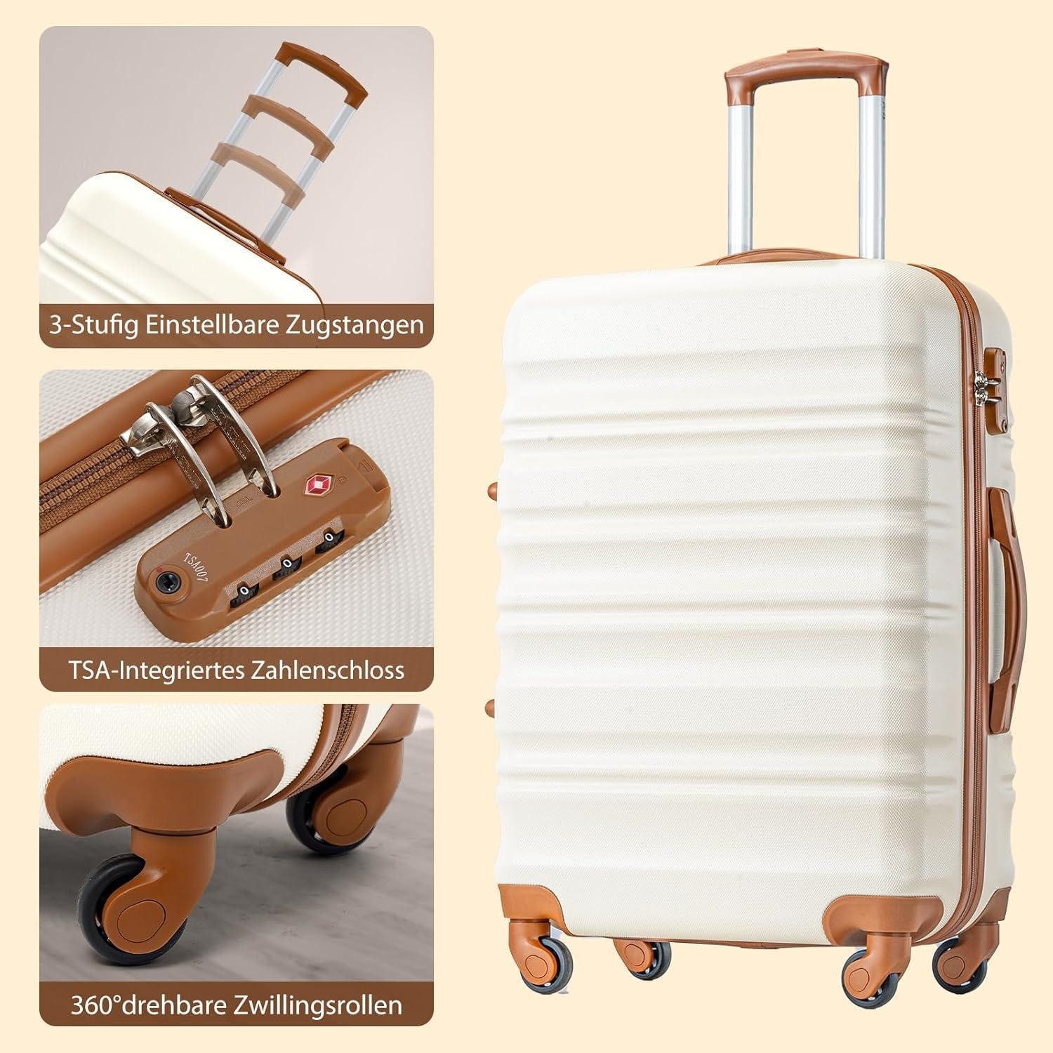 LuxusKollektion Hartschalen-Trolley Hartschalen-Koffer Trolley Rollkoffer TSA-Schloss 4 Rollen Handgepäck