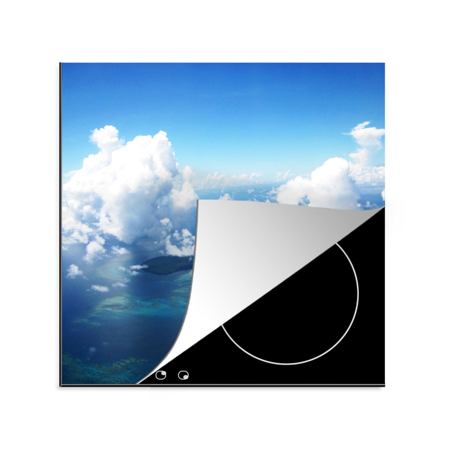 MuchoWow Herdblende-/Abdeckplatte Meer - Wolken - Sonne, Vinyl, (1 tlg), 78x78 cm, Ceranfeldabdeckung, Arbeitsplatte für küche