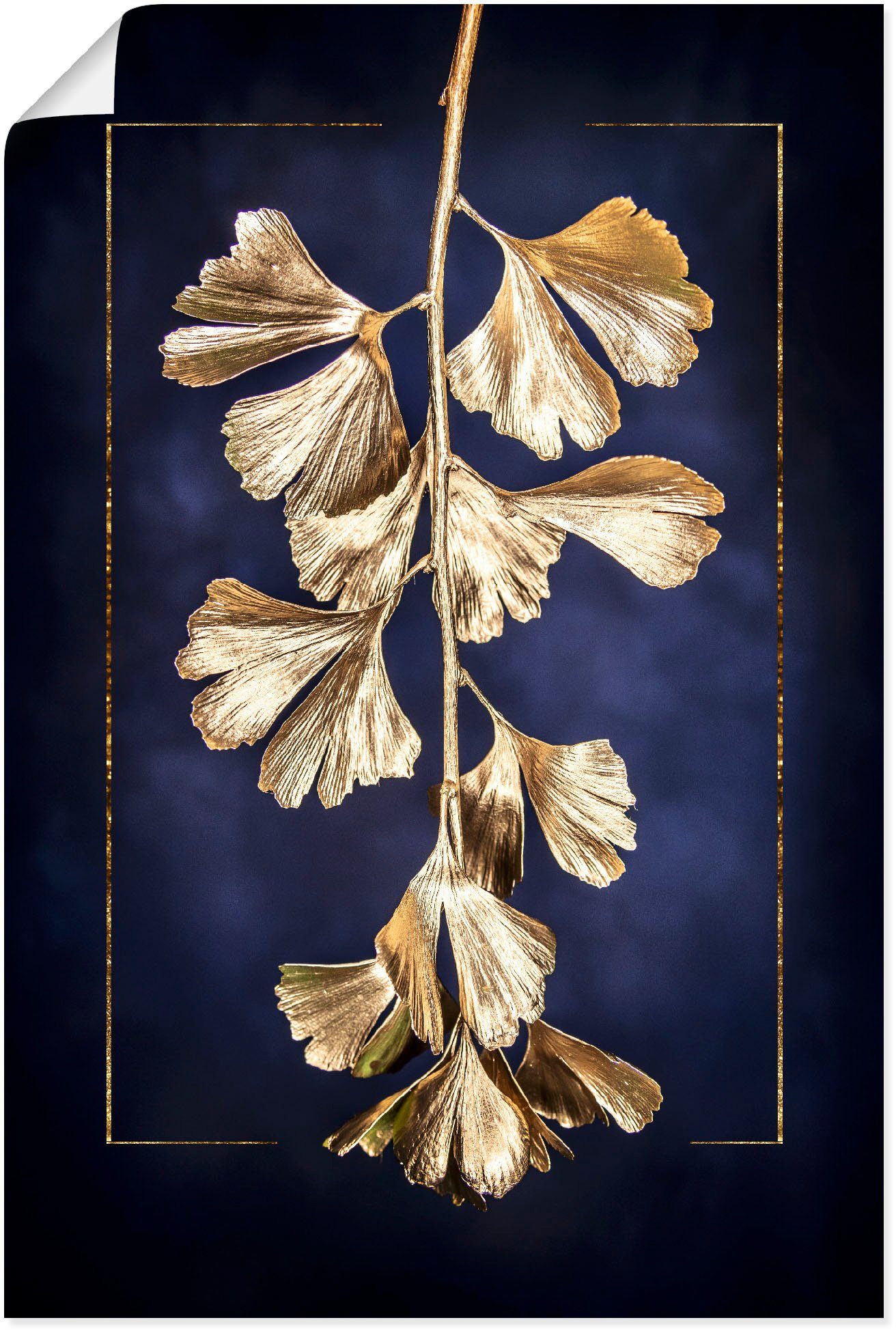 Artland Leinwandbild, oder in Poster Wandbild versch. als (1 Alubild, Gingko, Größen Blätterbilder Goldener Wandaufkleber St),