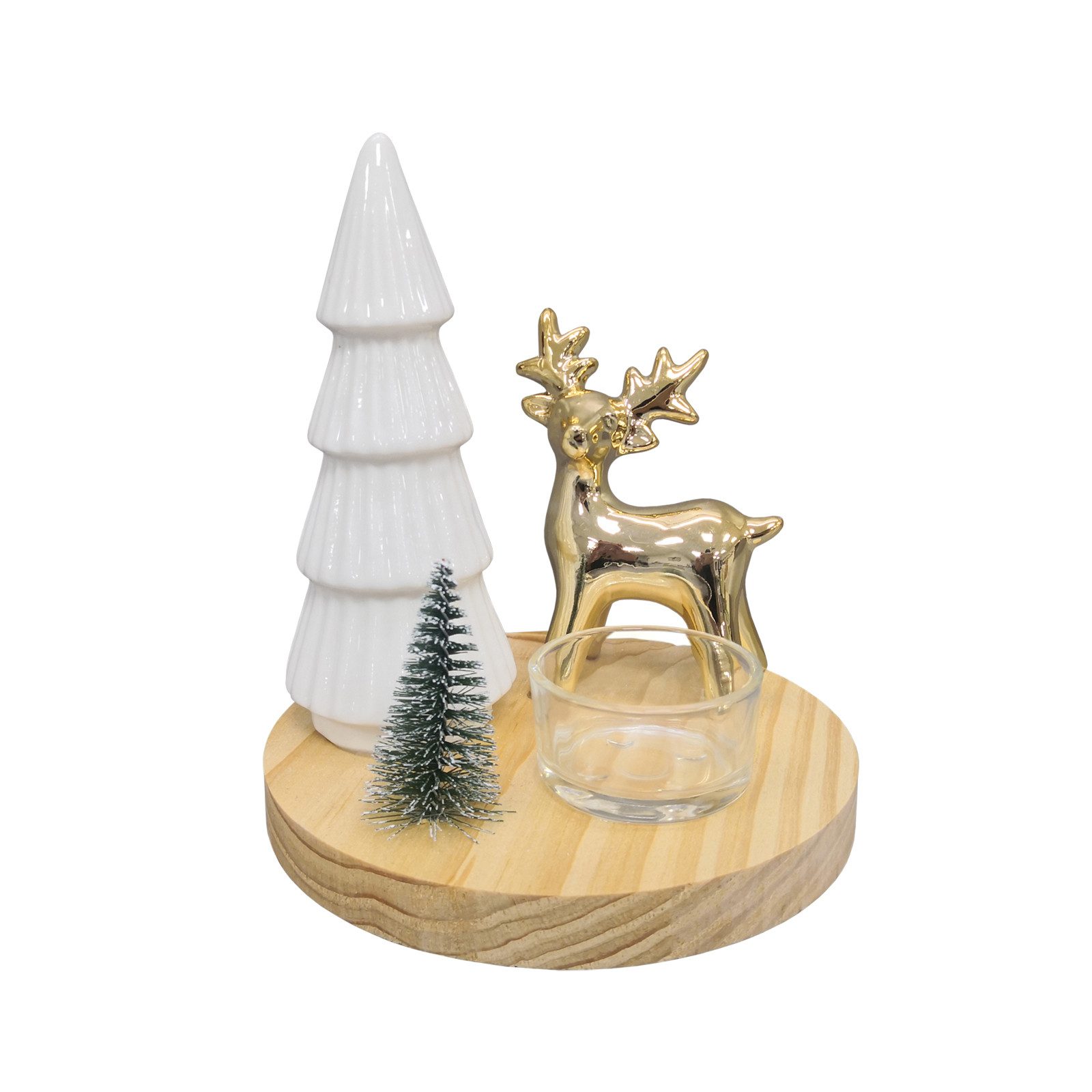 HTI-Living Weihnachtsszene Teelichthalter Winterwald, Weihnachtsdeko Leuchtdeko