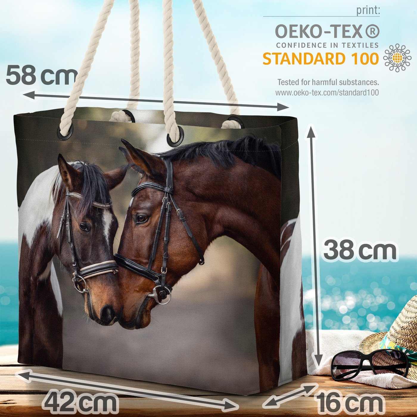 VOID Strandtasche (1-tlg), Pferde Reiten Sattel Pferdehalfter Fohlen Sommer Pferdedecke Zaumzeug