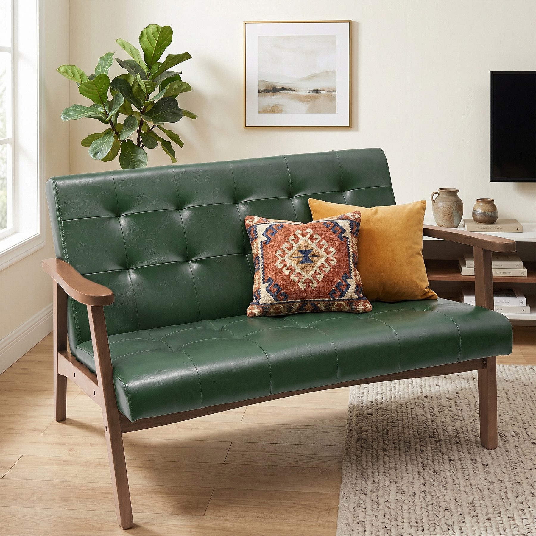HomeMiYN Ohrensessel Doppelsessel Ohrensessel - 2-Sitzer PU-Leder Sofa bis 240 kg