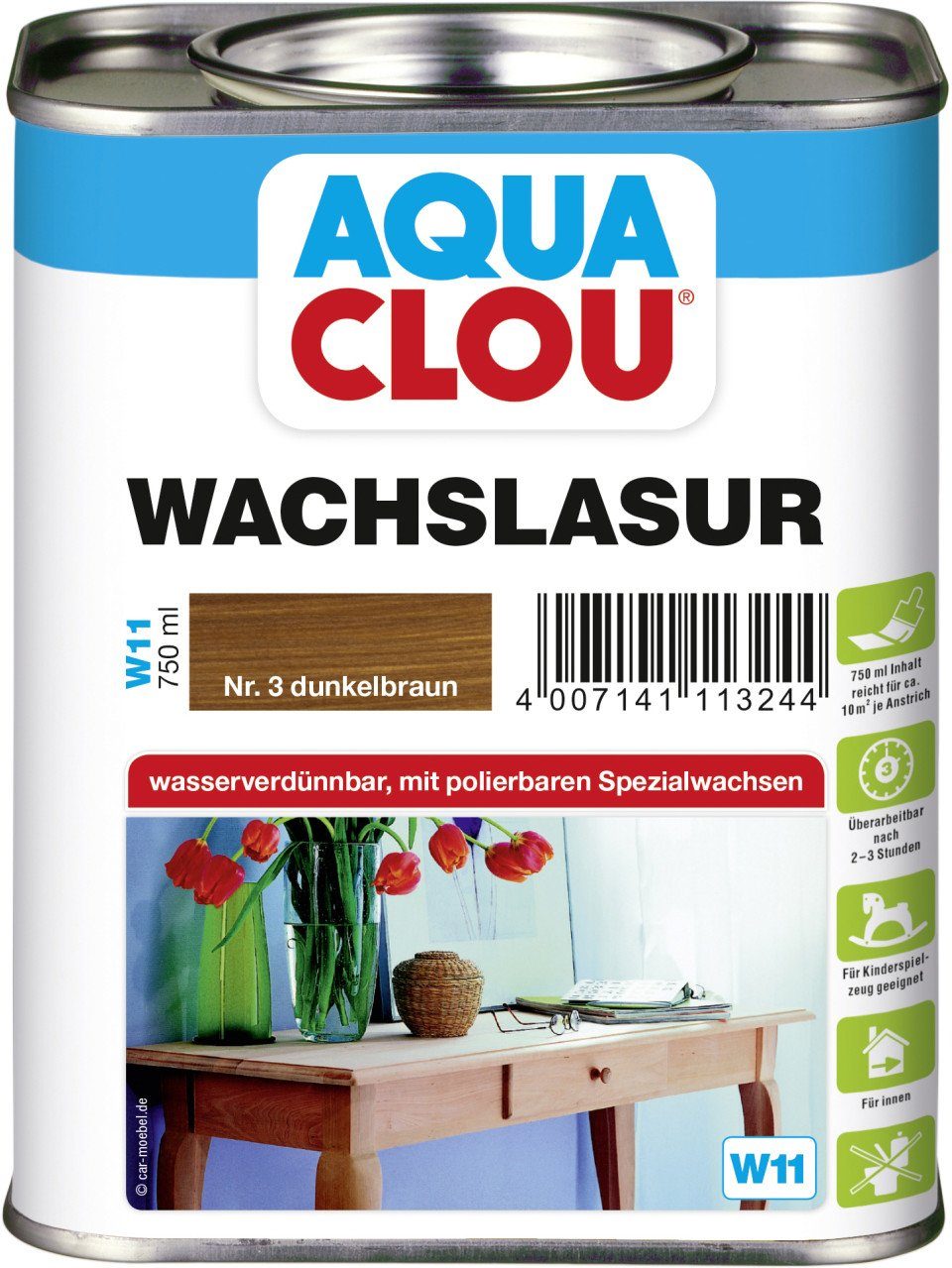 Lasur Aqua Clou Wachslasur 750 ml dunkelbraun