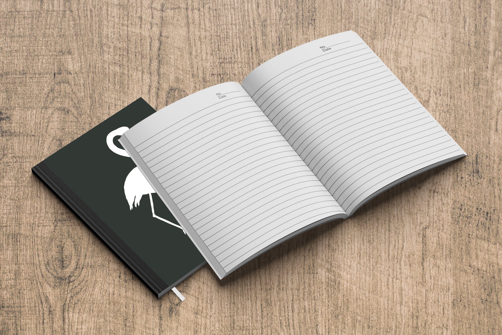 MuchoWow Notizbuch Scherenschnitt - Flamingo - Tagebuch, Notizheft, A5, 98 Seiten, Merkzettel, Weiß, Journal, Haushaltsbuch