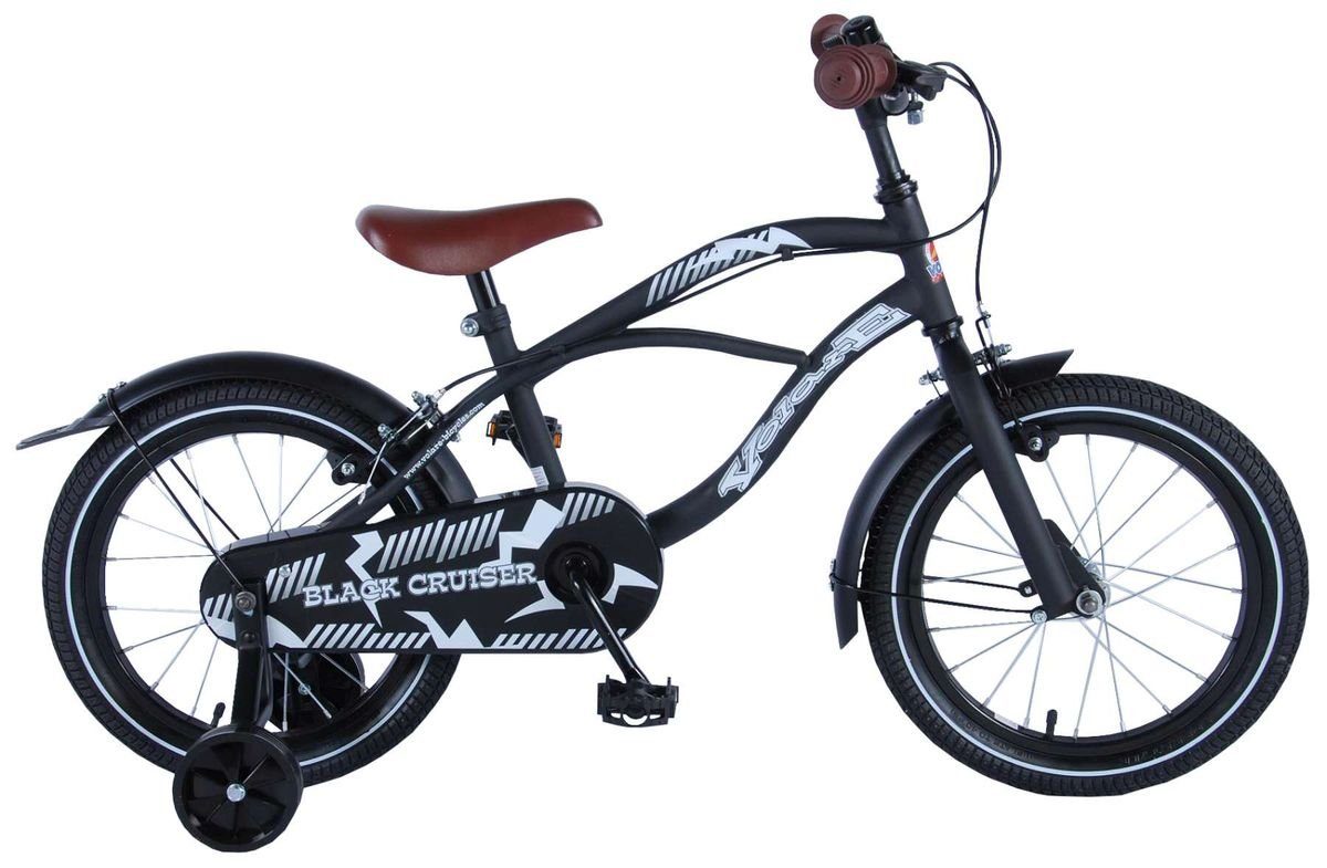 Volare Kinderfahrrad 16 Zoll Kinder Jungen Fahrrad Holland Rad Cruiser Schwarz 21602-CH-IT, Stützräder, Schutzbleche