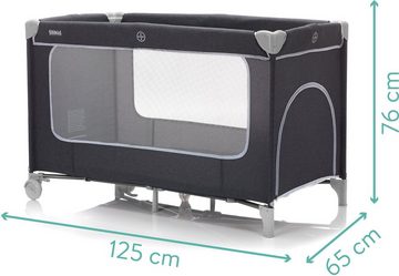 Fillikid Baby-Reisebett Reisebett mit Komfortmatratze, dunkelgrau melange, inkl. Transporttasche