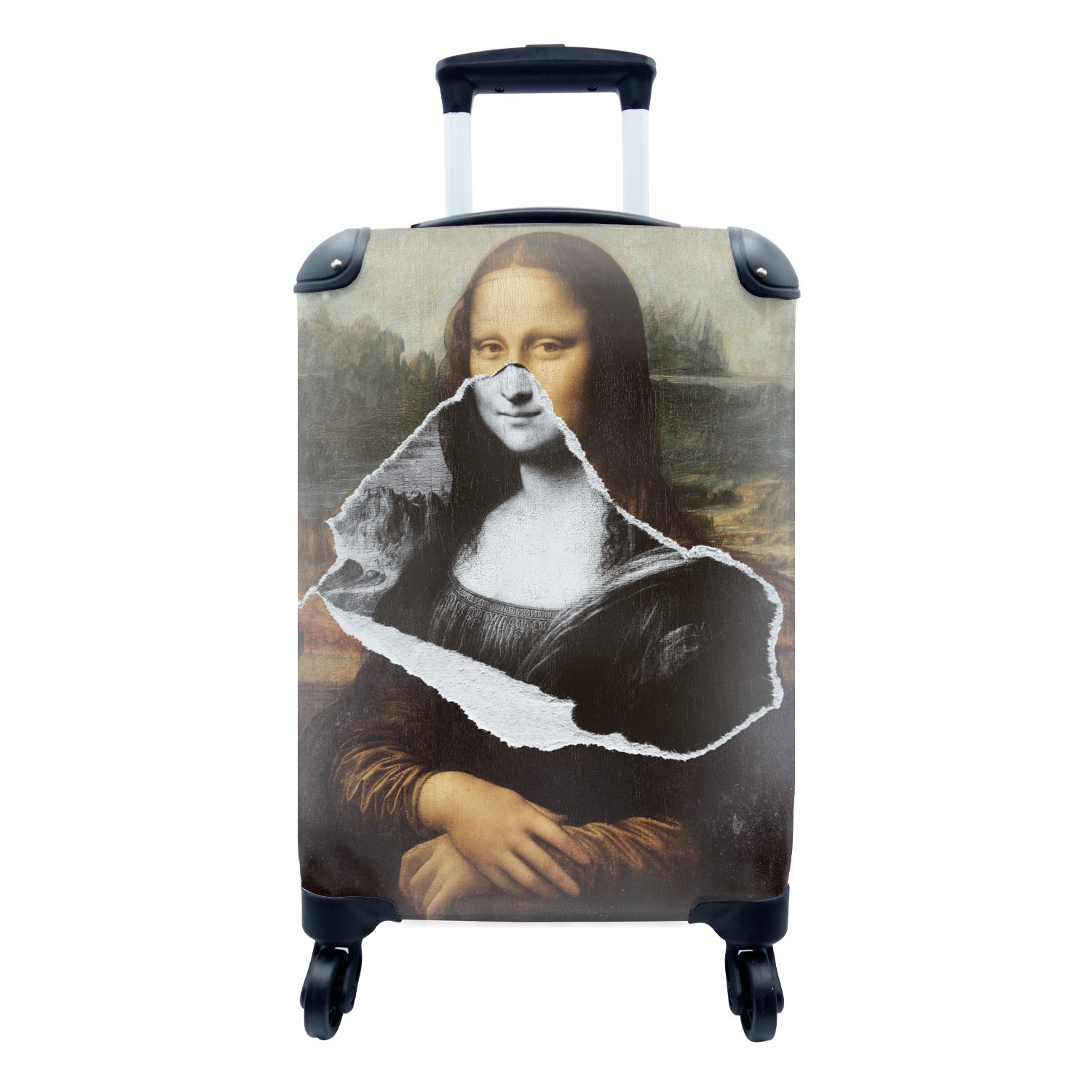 MuchoWow Handgepäckkoffer Mona Lisa - Da Vinci - Kunst, 4 Rollen, Reisetasche mit rollen, Handgepäck für Ferien, Trolley, Reisekoffer