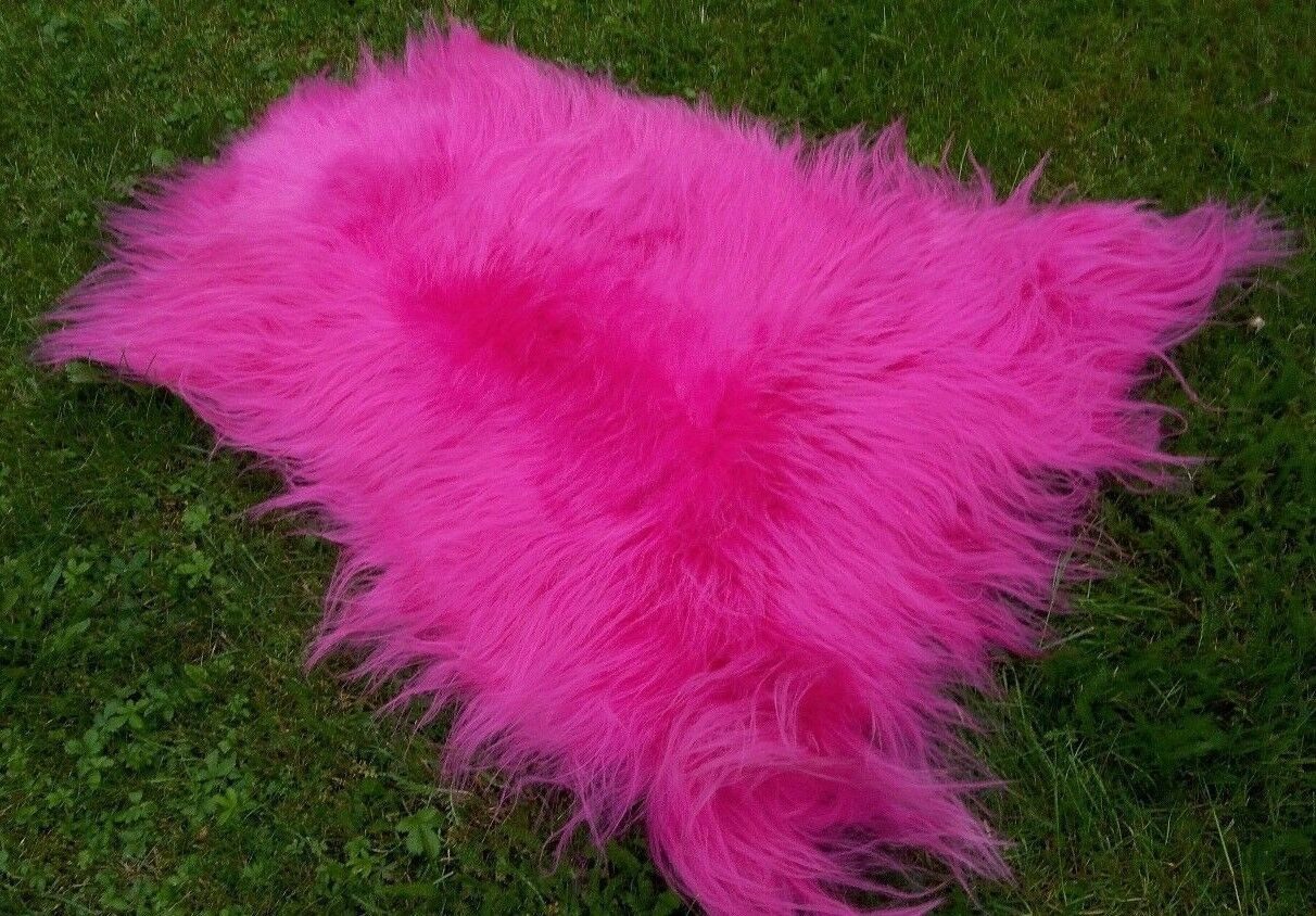 Provellus Fellteppich ECHTES Premium Island Schaffell Fuchsia Pink – 110–120 cm – Langhaar