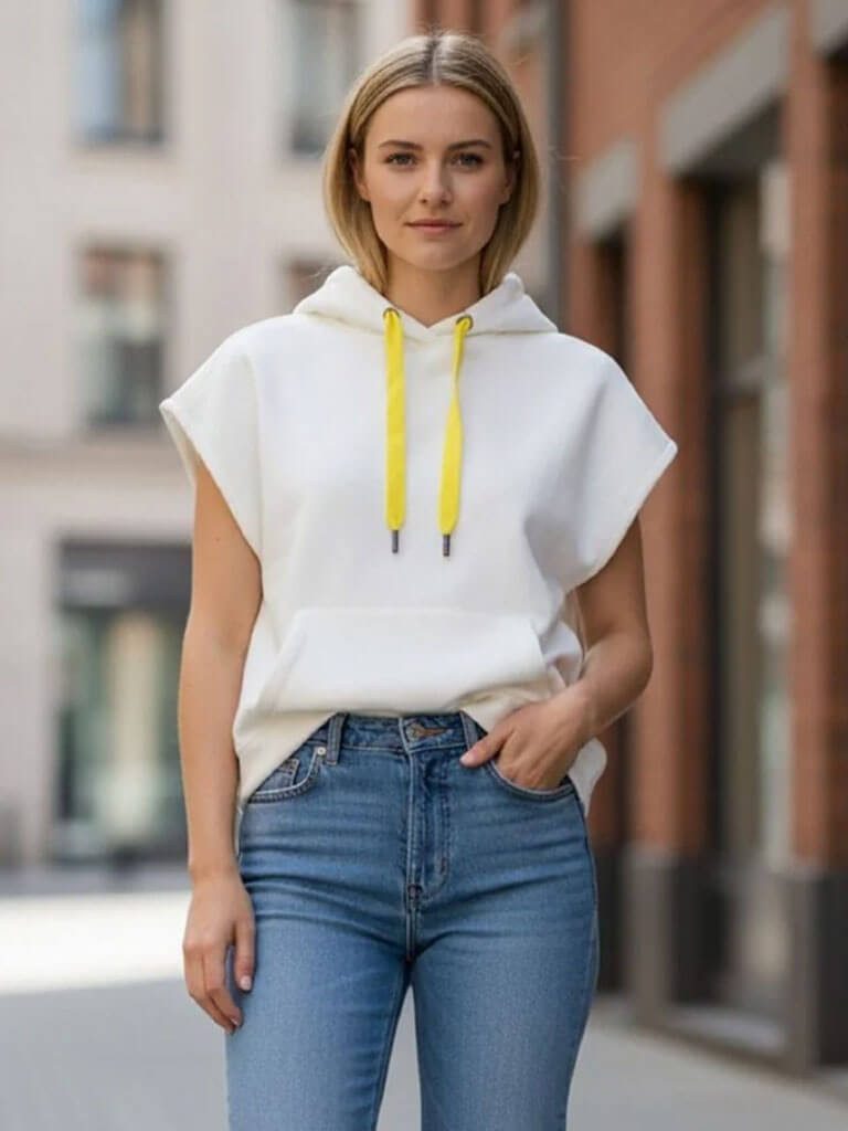 salzhaut Kapuzenpullover Afnein Damen Hoodie Afnein ohne Ärmel - Ärmelloser Kapuzenpullover Oversize