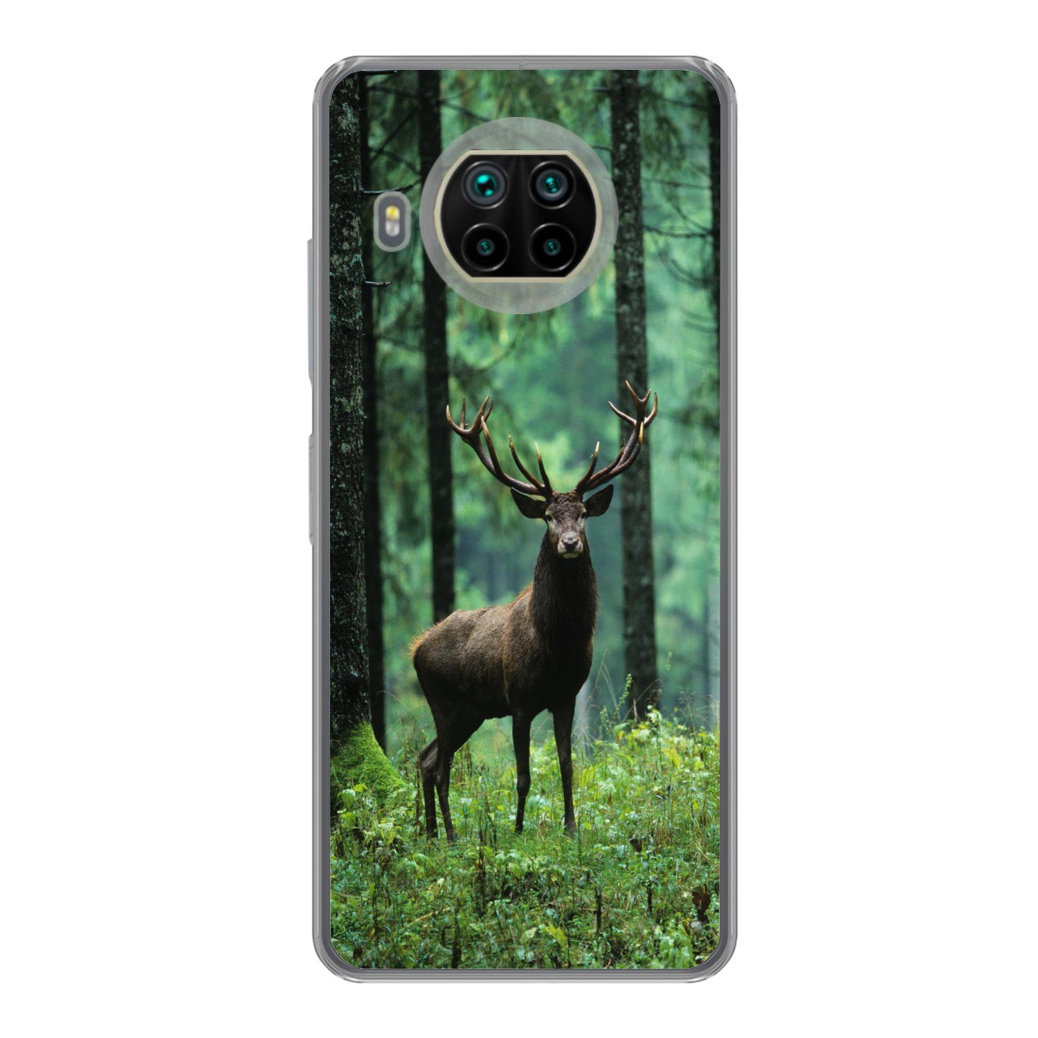 MuchoWow Handyhülle für Xiaomi Mi 10T Lite 5G Hirsche - Wald - Bäume - Tiere - Natur, Phone Case, Silikon, Schutzhülle Dünn