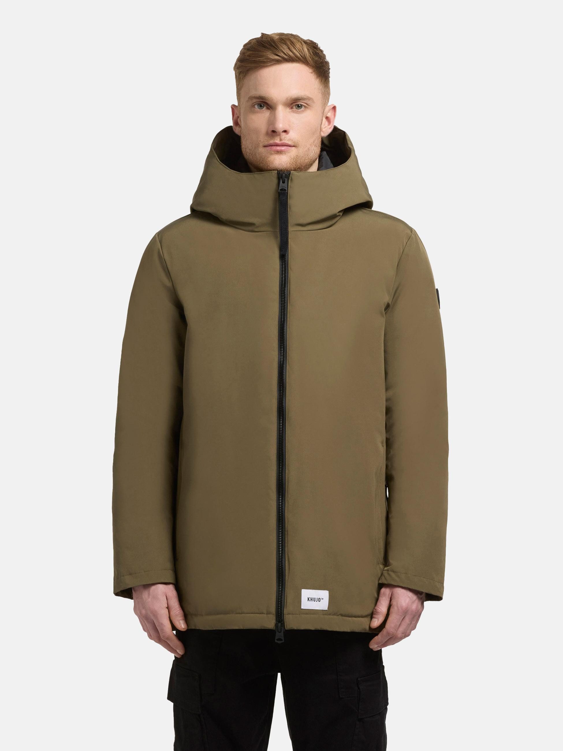 khujo Kurzmantel Nedd Kurzer Herren Parka mit innenliegenden Rucksack-Trägern
