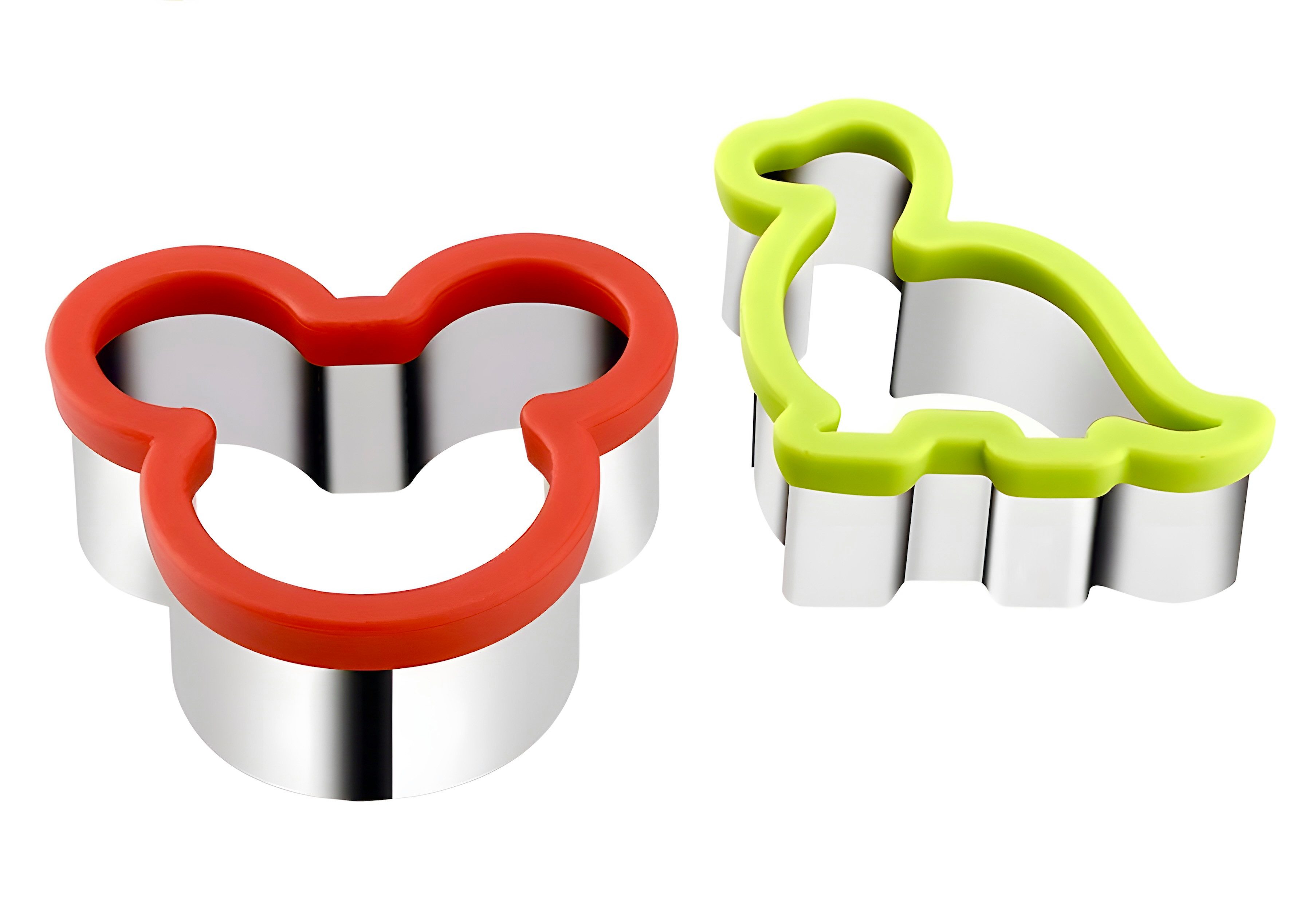 AVANA Ausstechform Edelstahl Sandwich Cutter Maus Dinosaurier Plätzchen Keks Ausstecher, Edelstahl, (2er Set), komfortable Kunststoff Oberfläche – Bild 2 von 5