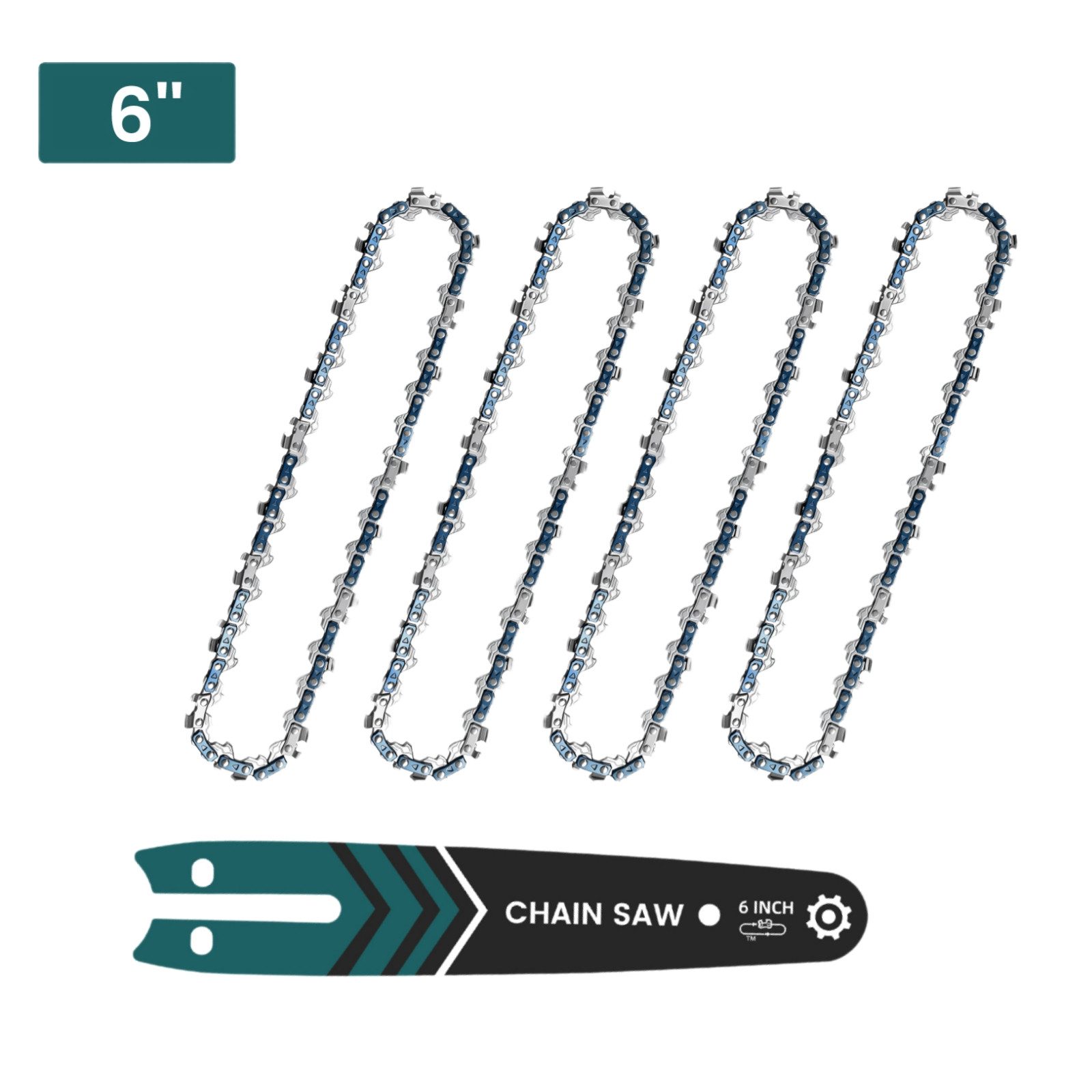 Bundviel Ersatzkette 1/4" 1,1mm 4 kettensägenketten kompatibel mit 6/8" Kettensägen