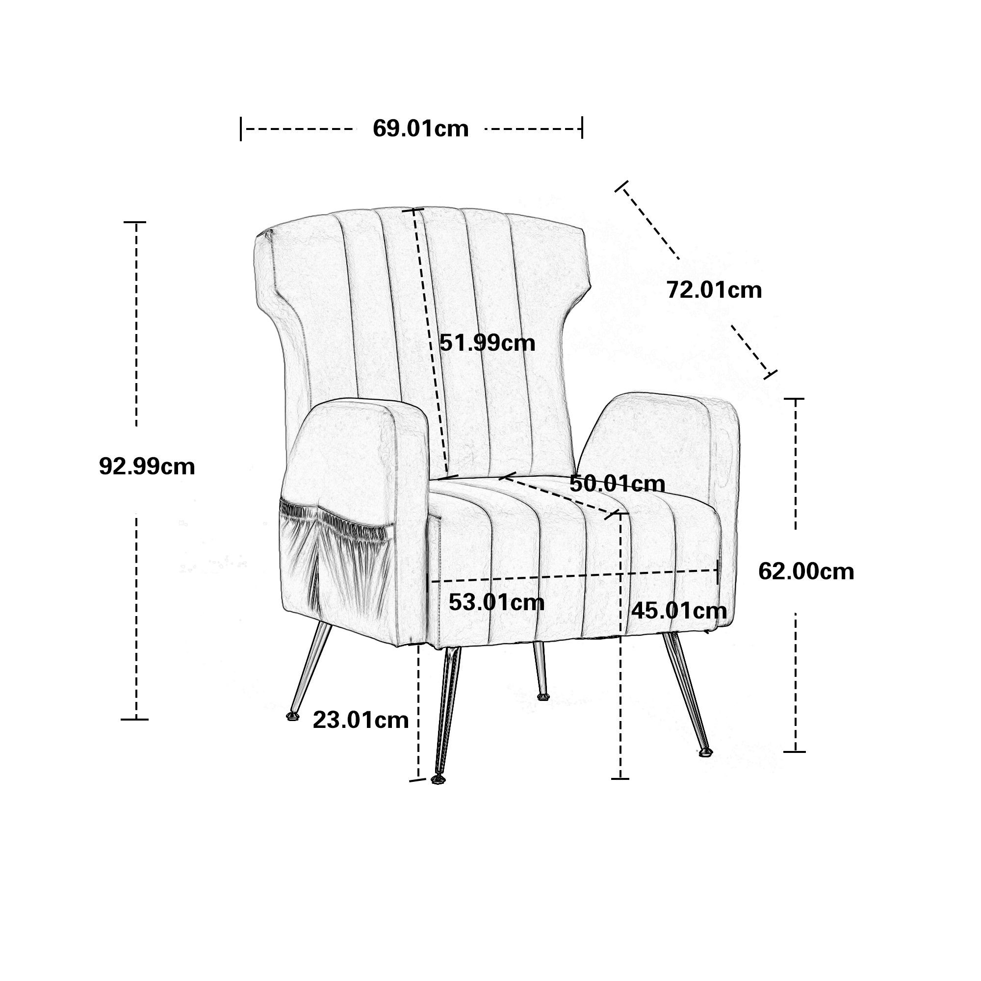 Polsterstuhl eitentaschen, Freizeitstuhl Fernsehsessel Loungesessel Samt), Sessel goldenen mit Füßen REDOM Relaxsessel beige (mit