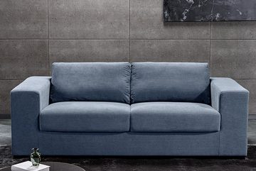 LebensWohnArt Sofa Lounge-Sofa NICE 220cm blau Cord Federkernpolsterung