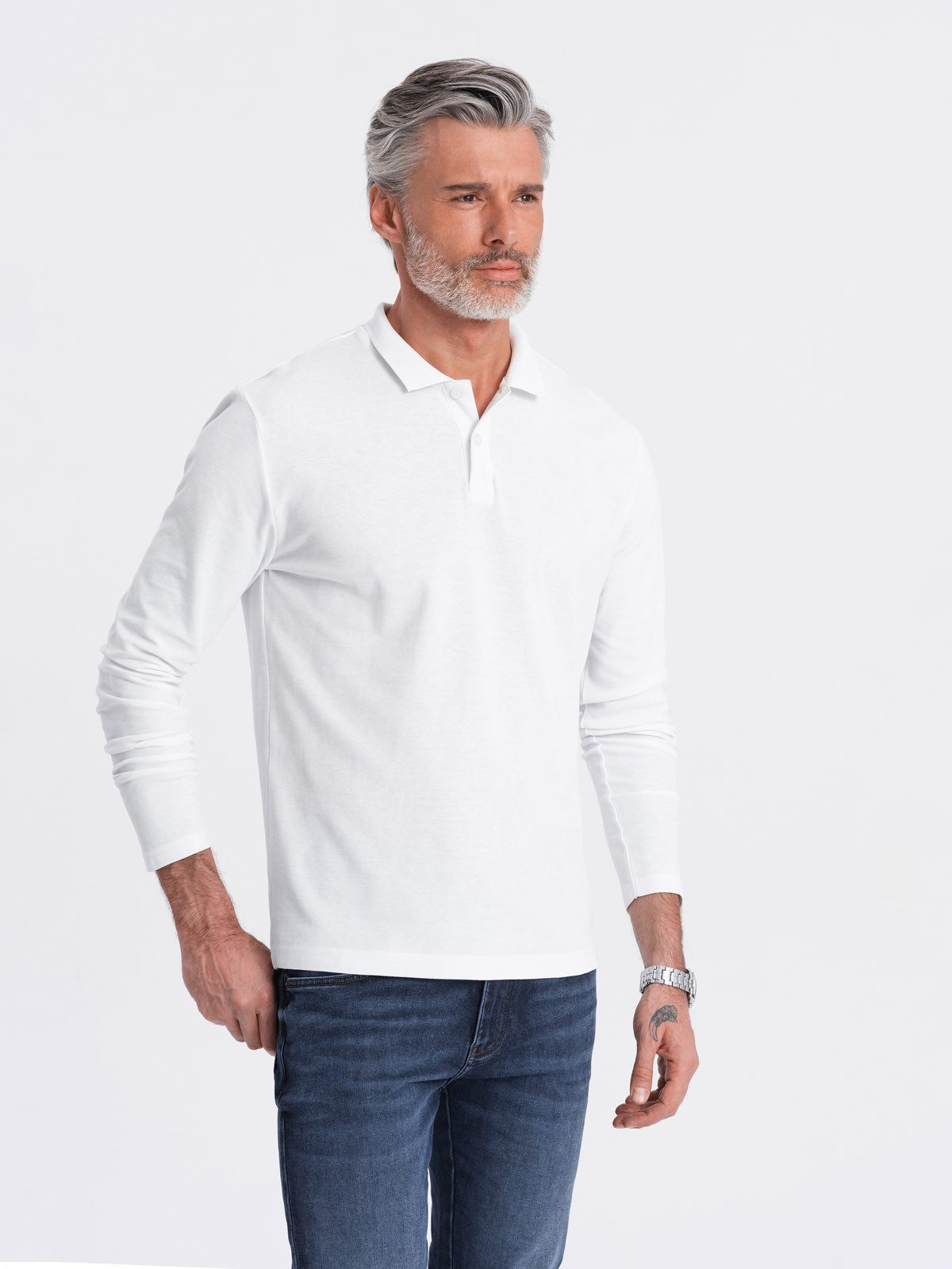 OMBRE Longsleeve Herren Longsleeve mit Polokragen