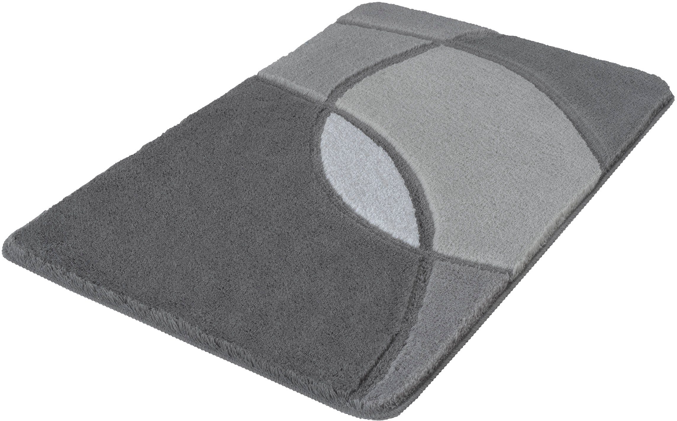 Kleine Wolke Badematte Kent, Höhe 20 mm, rutschhemmend beschichtet, fußbodenheizungsgeeignet, Polyacryl, rechteckig, Badteppich, modernes Design, Hoch-Tief Effekt, waschbar