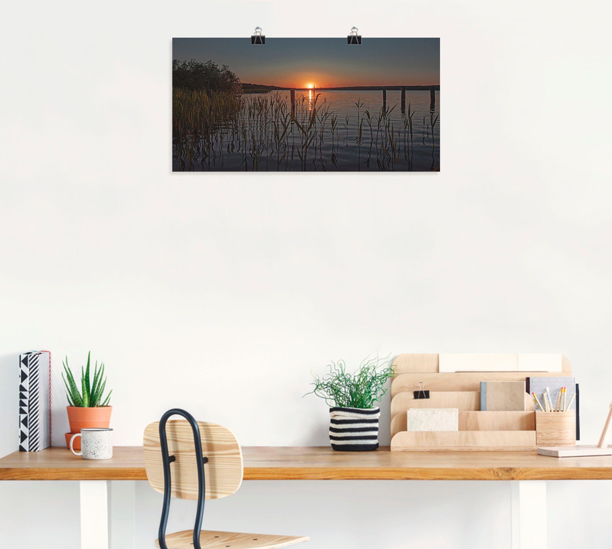 Artland Wandbild Früh morgens am & St), Ratzeburger als Poster Wandaufkleber Leinwandbild, See, Sonnenaufgang in Alubild, (1 versch. Größen oder -untergang