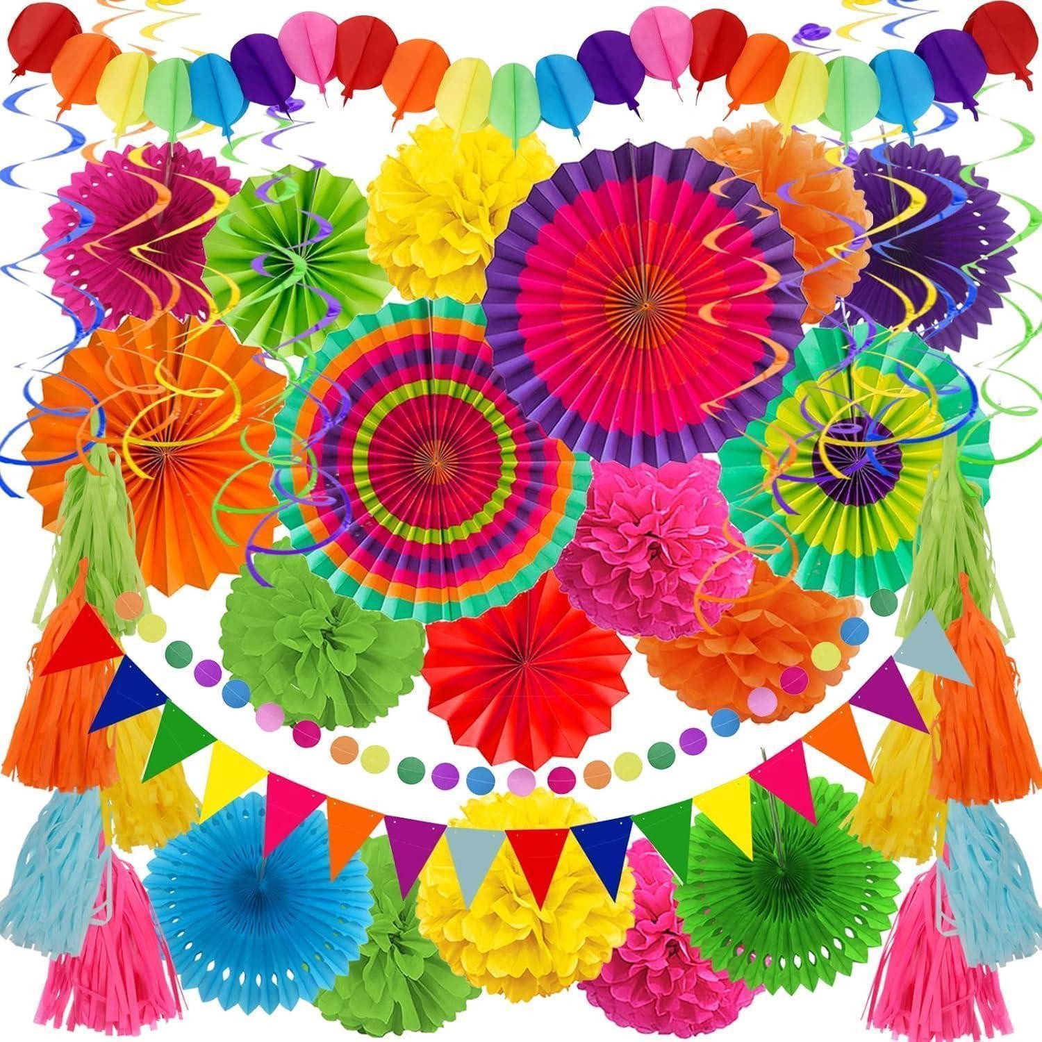 LuxusKollektion Girlande Mexikanische Party Deko 41 Stück Mehrfarbig Papier Girlande