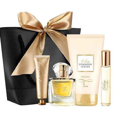 AVON Cosmetics Pflege-Geschenkset Eau de Parfum TTA TODAY Duft Körpercreme, Handcreme, Tomorrow Always Vollständiges Dufterlebnis: Freesien, Hibiskus, Moschus, Zedernholz. Luxuriöse Handpflege. Exklusives Set: Eau de Parfum Spray (50 ml), Körperlotion (150 ml), Handcreme (30 ml). Einzigartige Duftkomposition: AVON TTA TODAY. set, 3-tlg., Luxuriöse Handpflege, Noten Neroli, Schmetterlingsblüte, Seidenmoschus