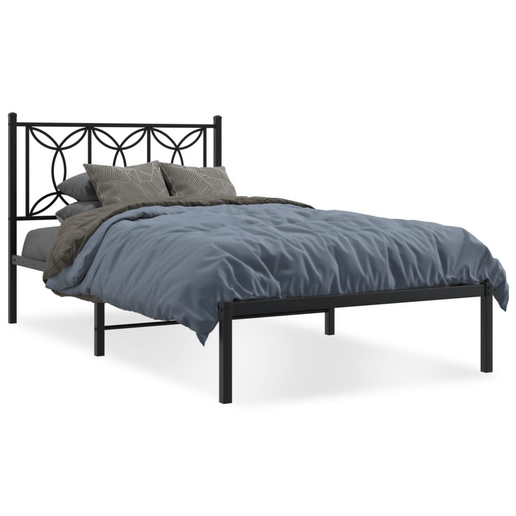 vidaXL Bett, Bettgestell mit Kopfteil Metall Schwarz 100x200 cm günstig online kaufen