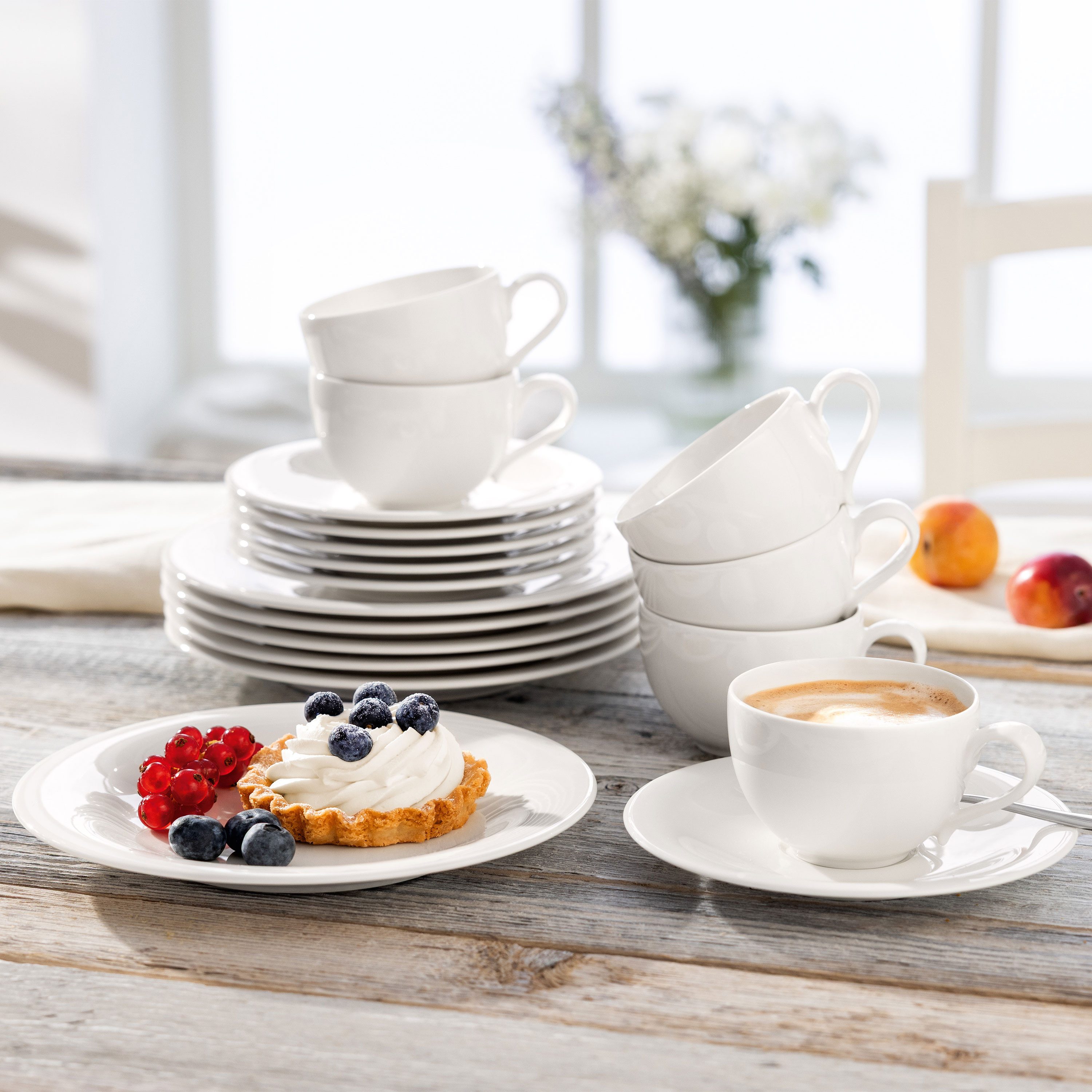 like. by Villeroy & Boch Kaffeeservice Essential Kaffee-Service (18-tlg), 6 Personen, Porzellan, Premium Porzellan