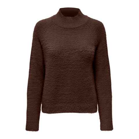 JACQUELINE de YONG Strickpullover Pullover Flauschiger Stehkragen Sweater Gestrickt JDYJOLA 6193 in Braun