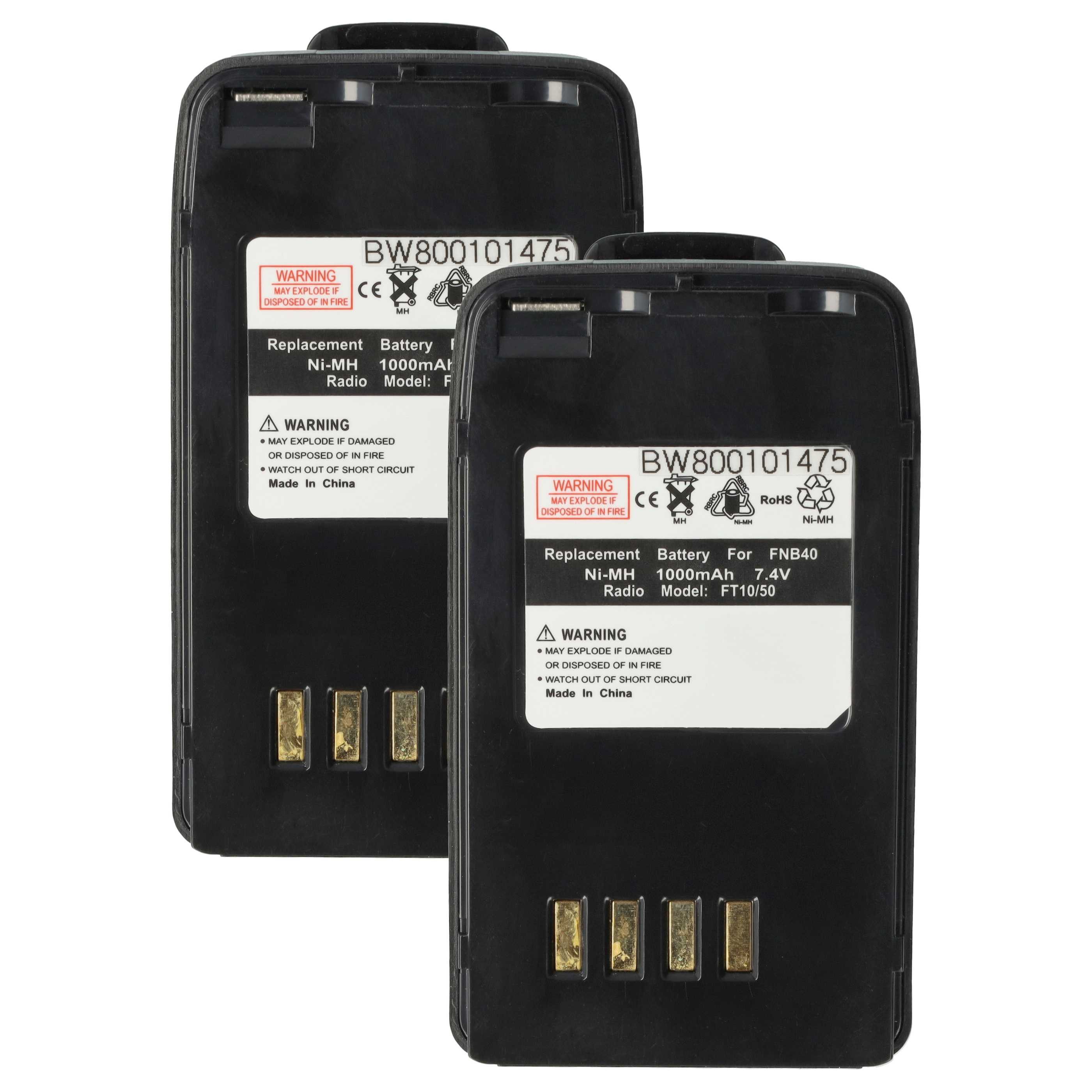 vhbw Akku Ersatz für FNB-41, FNB-40 für Funkgerät (1000 mAh, 7,4 V, NiMH) Akku Akku NiMH 1000 mAh (7,4 V, 2 St), Leistungsfähige Austausch-Akkus für Ihr Funkgerät, Walkie-Talkie