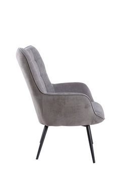 byLIVING Sessel Uta (Bezug: Samtstoff, Webstoff, Cordstoff / Farbe: dunkelgrün, sandfarben, grau, dunkelgrau, schwarz), passender Hocker separat erhältlich