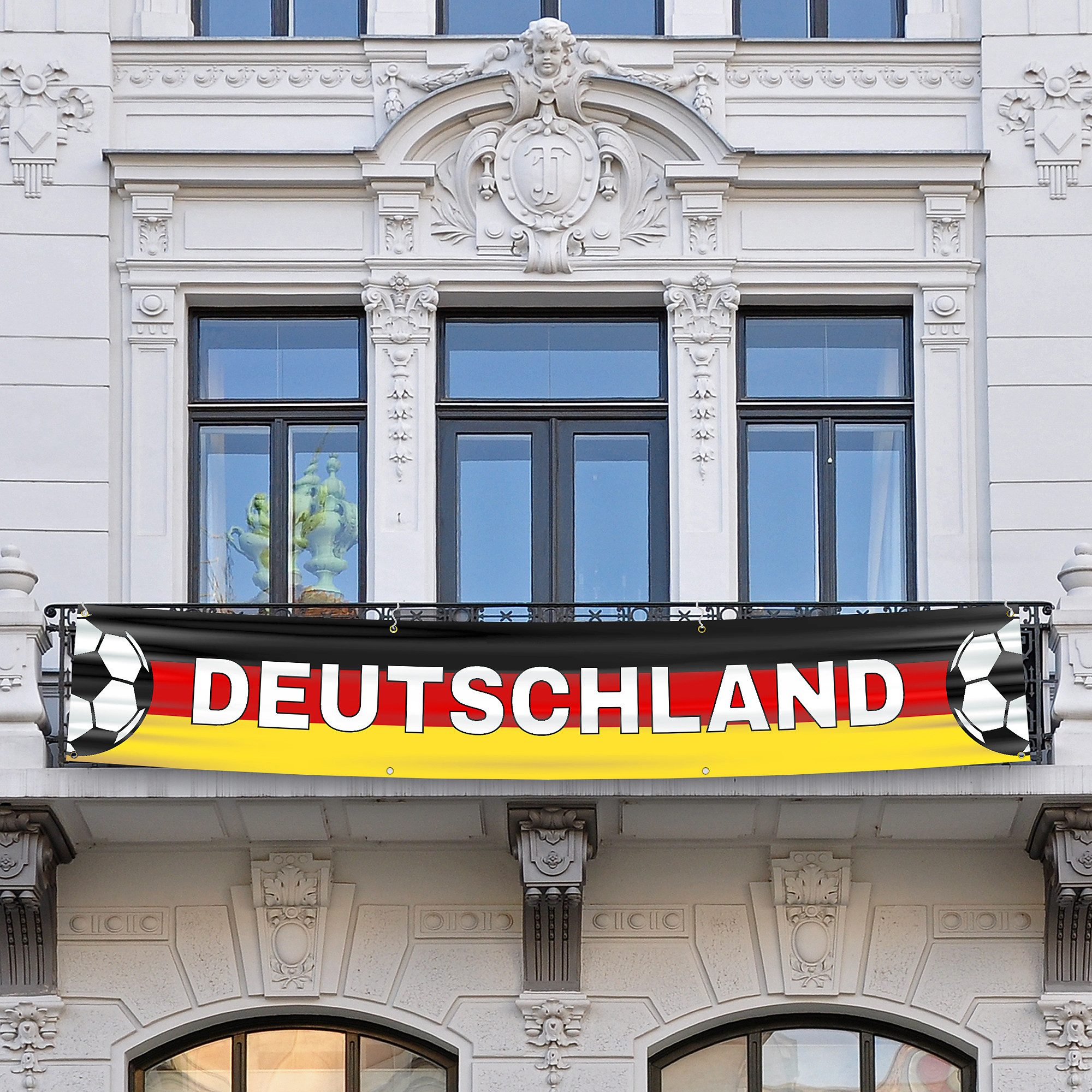 Taffstyle Flagge XXL Straßenbanner Deutsche Fahne Flagge Deutschland 360cm x 60cm, EM WM Fanartikel Deutschlandfahne Fussball Basketball Handball