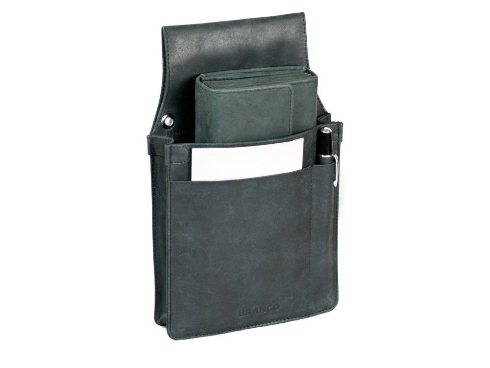 BRANCO Kellnerbörse Profi Kellnerholster / Kellnerhalfter aus geöltem Echt-Leder, Schwarz, Schwarz, Modell 41434 | Kellnerbörsen