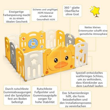 COSTWAY Laufgitter Laufstall, mit Tür & Sicherheitsschloss, faltbar