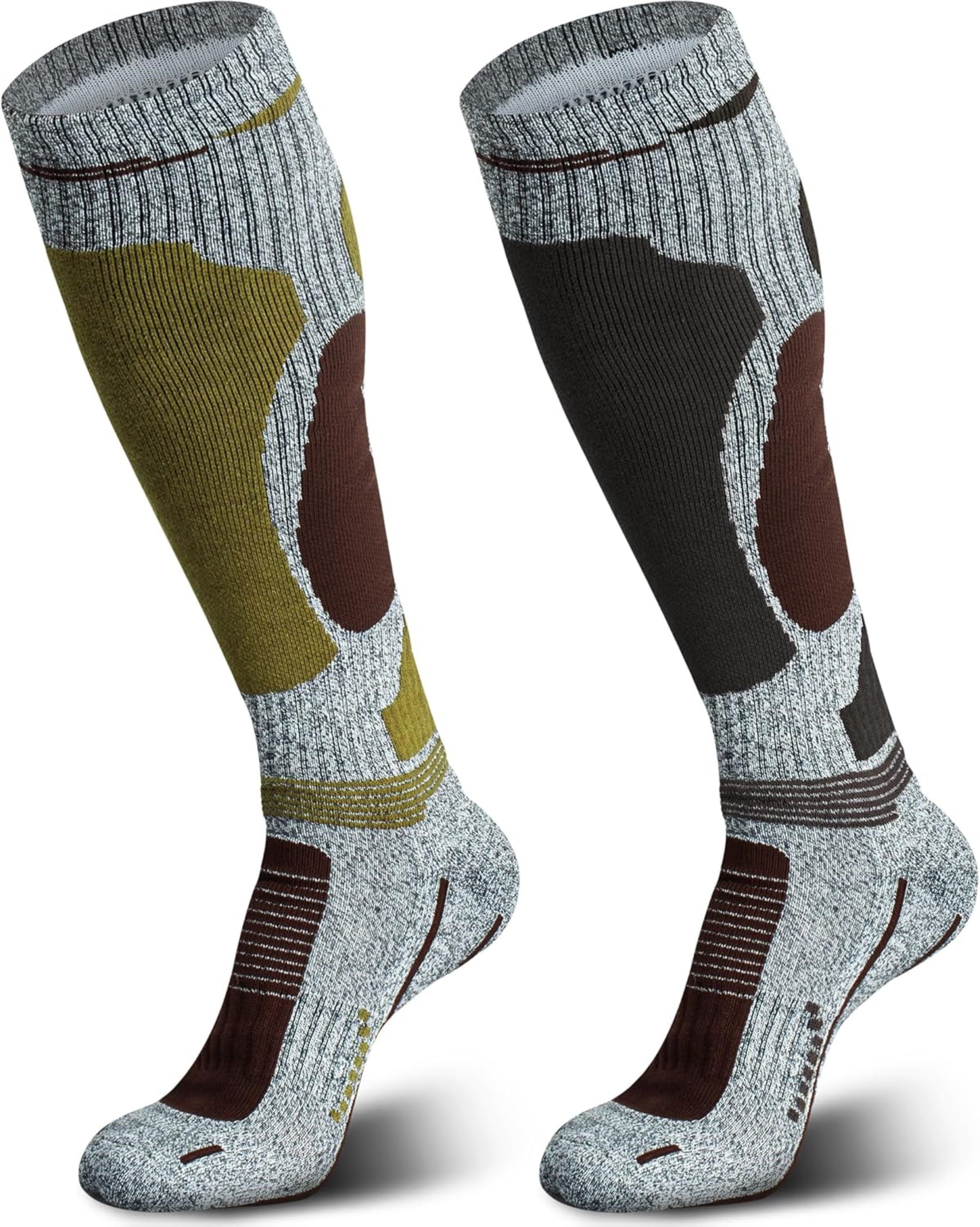 LaCute Skisocken Thermo Skisocken Merinowolle 2er-Set für Damen & Herren Outdoor (2er-Pack funktioneller Merinowoll-Kompressionssocken, 2-Paar, 2 Paar Thermosocken für Damen & Herren aus Merinowolle) Thermo-Kompressionssocken mit Merinowolle