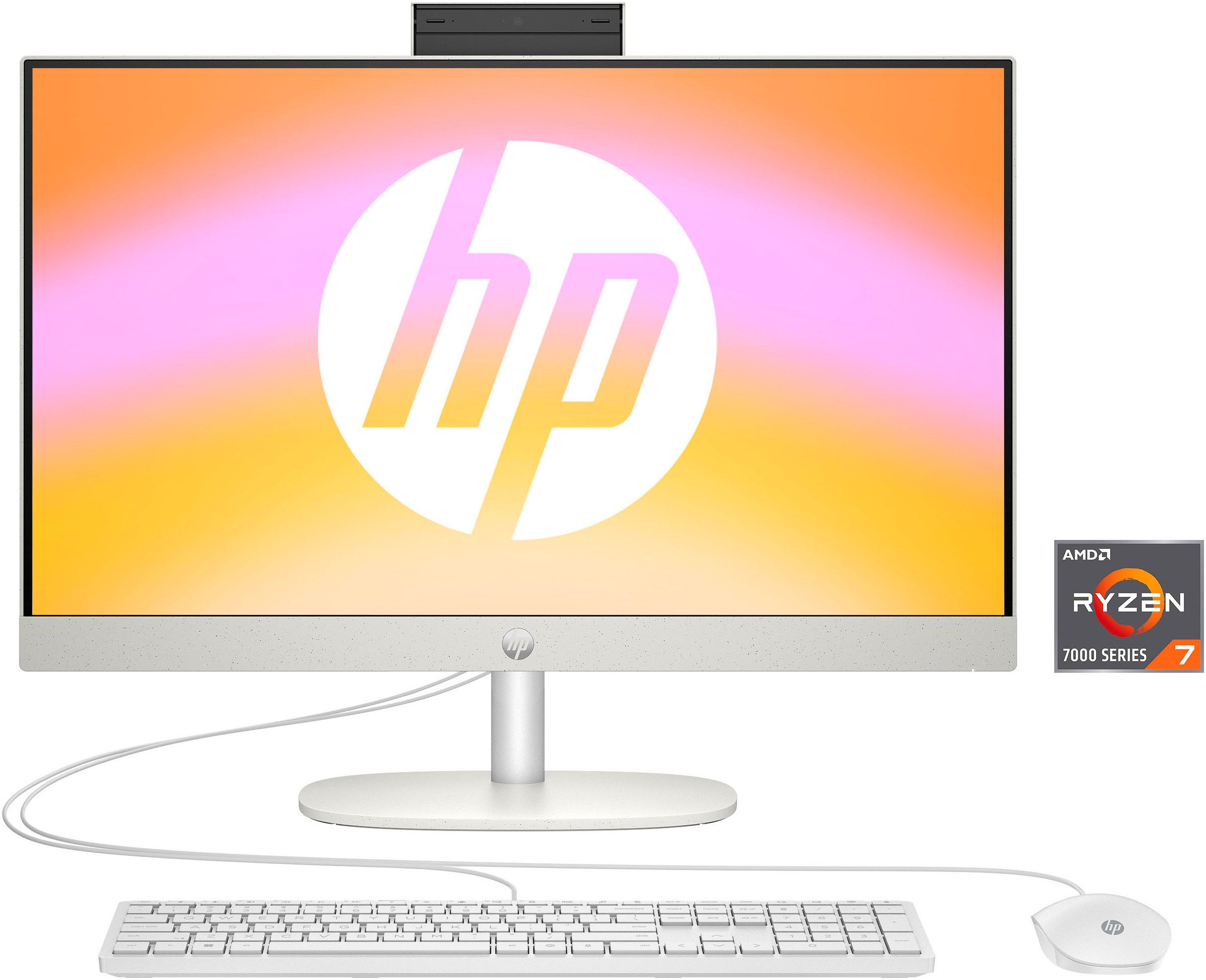 HP 24-cr0231ng All-in-One PC (23,8 Zoll, AMD Ryzen 7 7730U, Radeon Graphics, 16 GB RAM, 512 GB SSD, Luftkühlung)