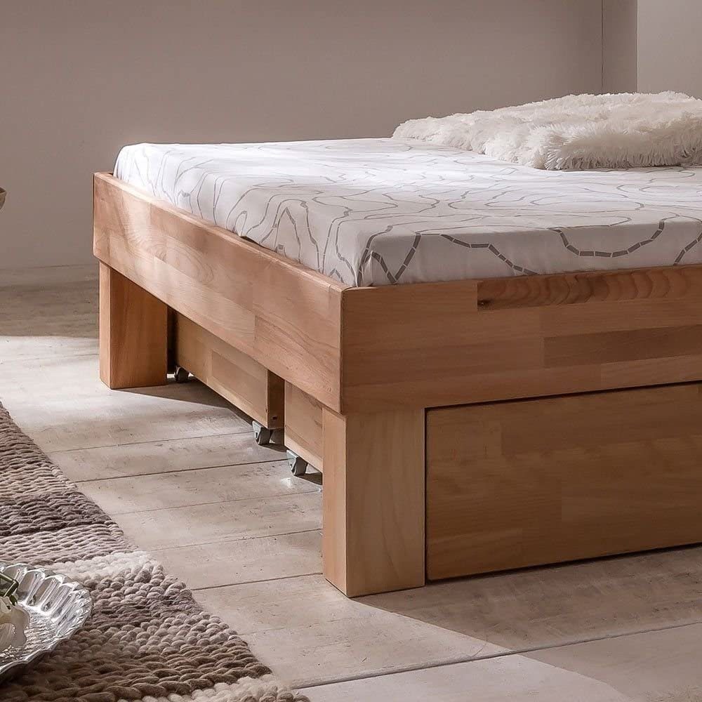 Meble Stolrus Futonbett Futonbett Bett Kernbuche massiv geölt Judith 90/100/120/140/180x200cm, Kernbuche massiv, robust – Bild 3 von 5
