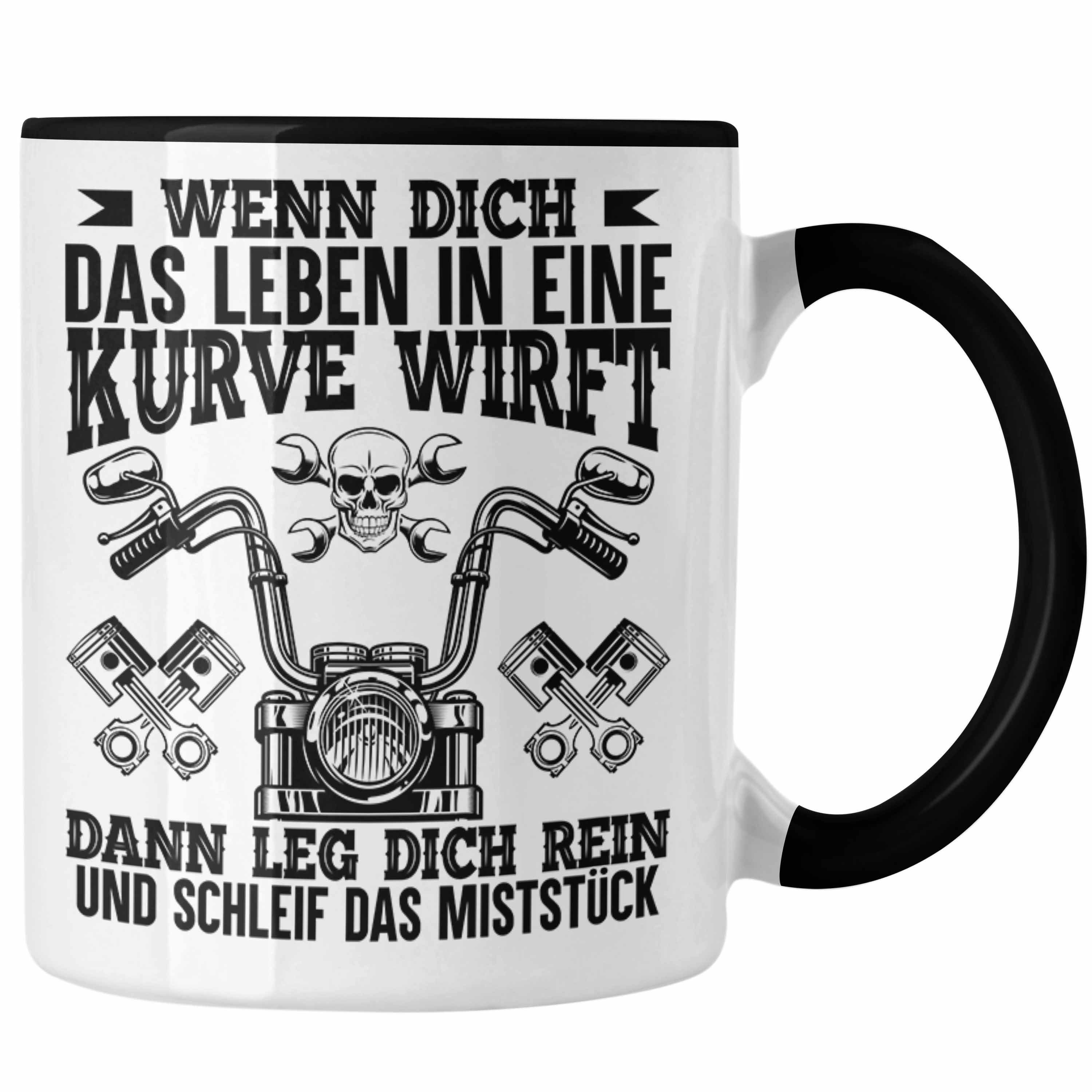 Trendation Tasse Trendation - Motorradfahrer Männer Tasse Geschenk Spruch für Mann Lustige Geschenkidee Motorrad Grafik Schwarz