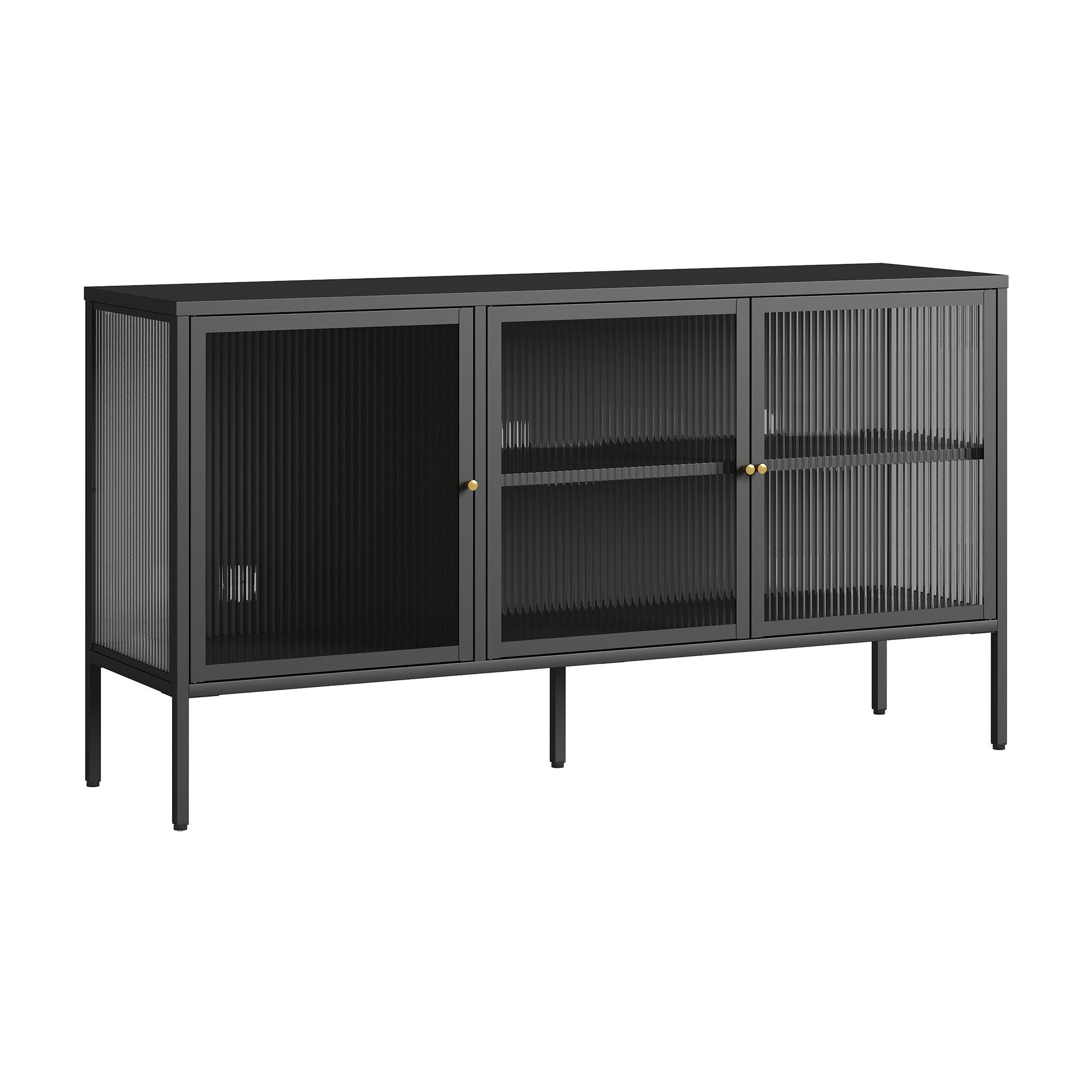 en.casa Standvitrine »Vinterhavn« Stahl 3-türig 80 x 150 x 40 cm Schwarz