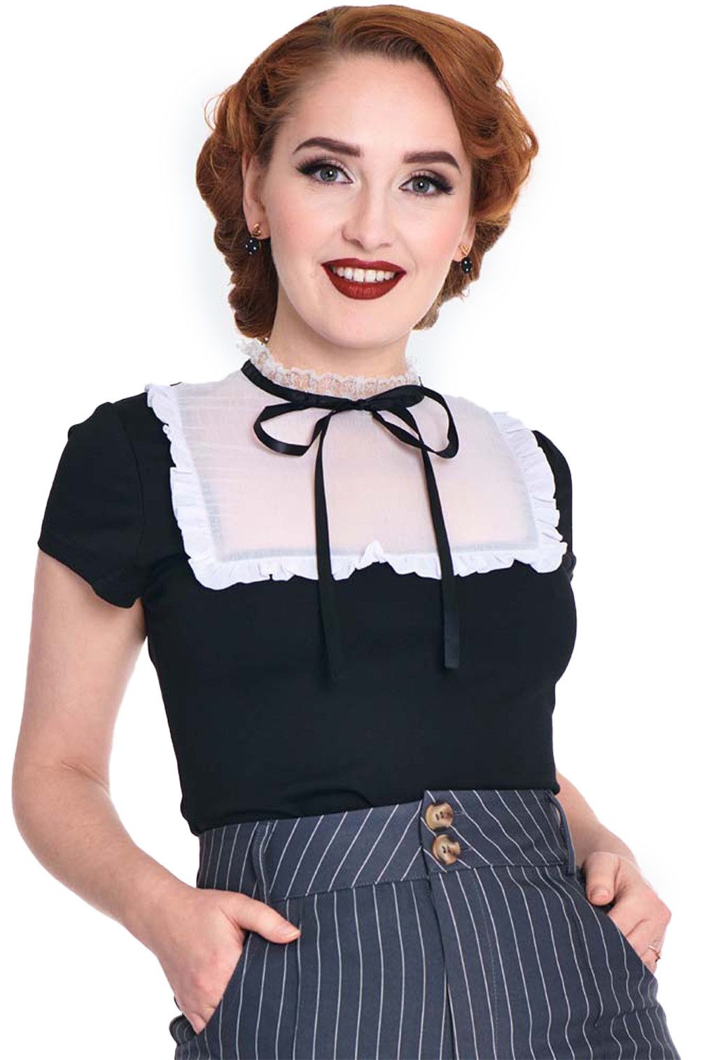 Rüschentop High Neck Sheer Bib