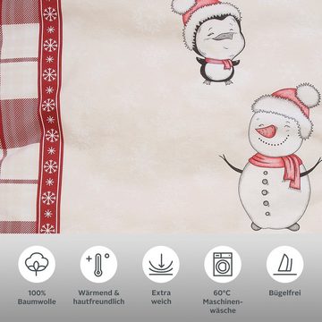 Bettwäsche Snowman in Gr. 135x200 oder 155x220 cm, ideal für Weihnachten, my home, Biber, 2 teilig, Biber kuschelig warm im Winter, Weihnachtsbettwäsche aus Baumwolle